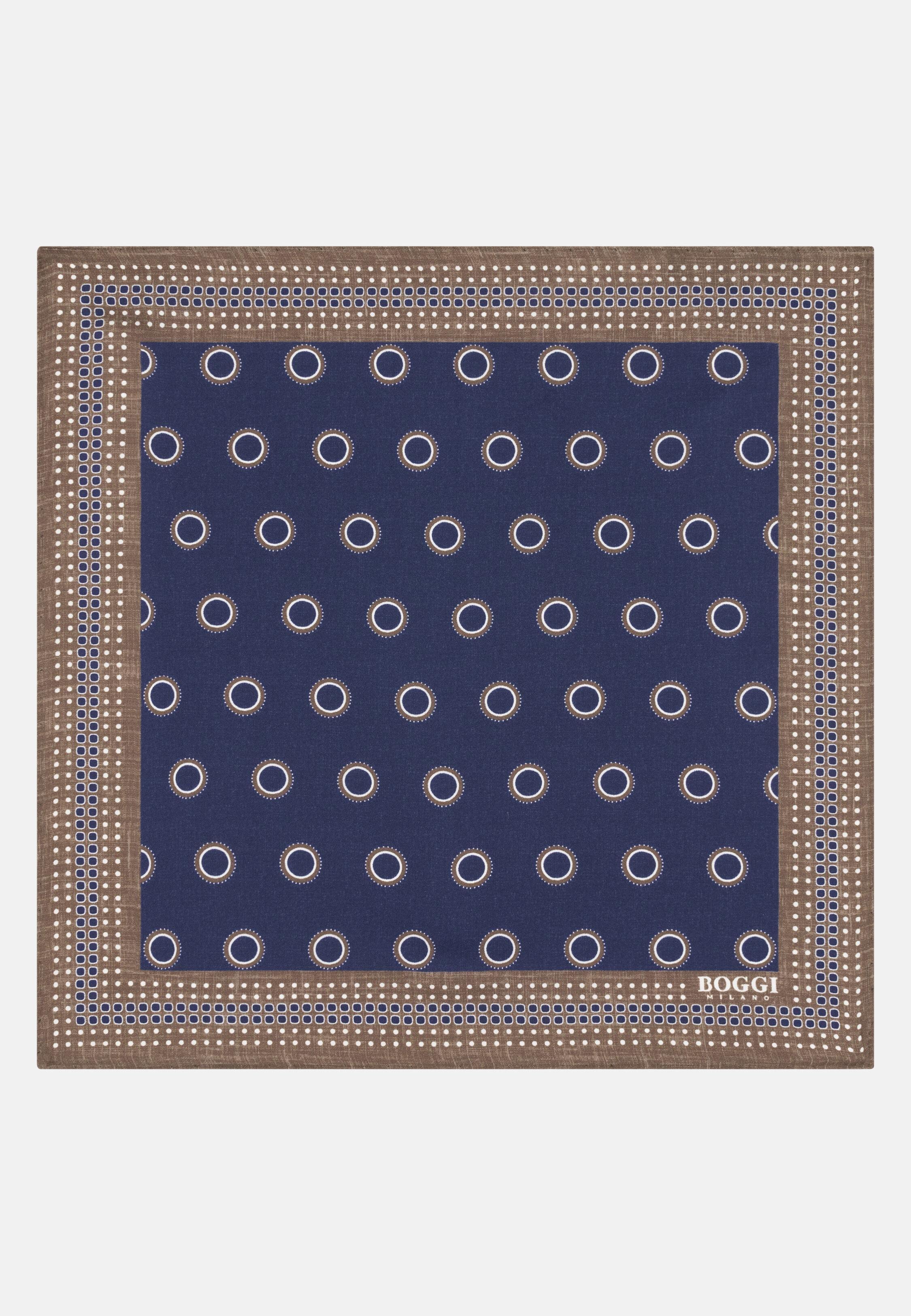 Silk Pocket Square With Medallions Pattern Navy blue, 3901_NAVY, medium