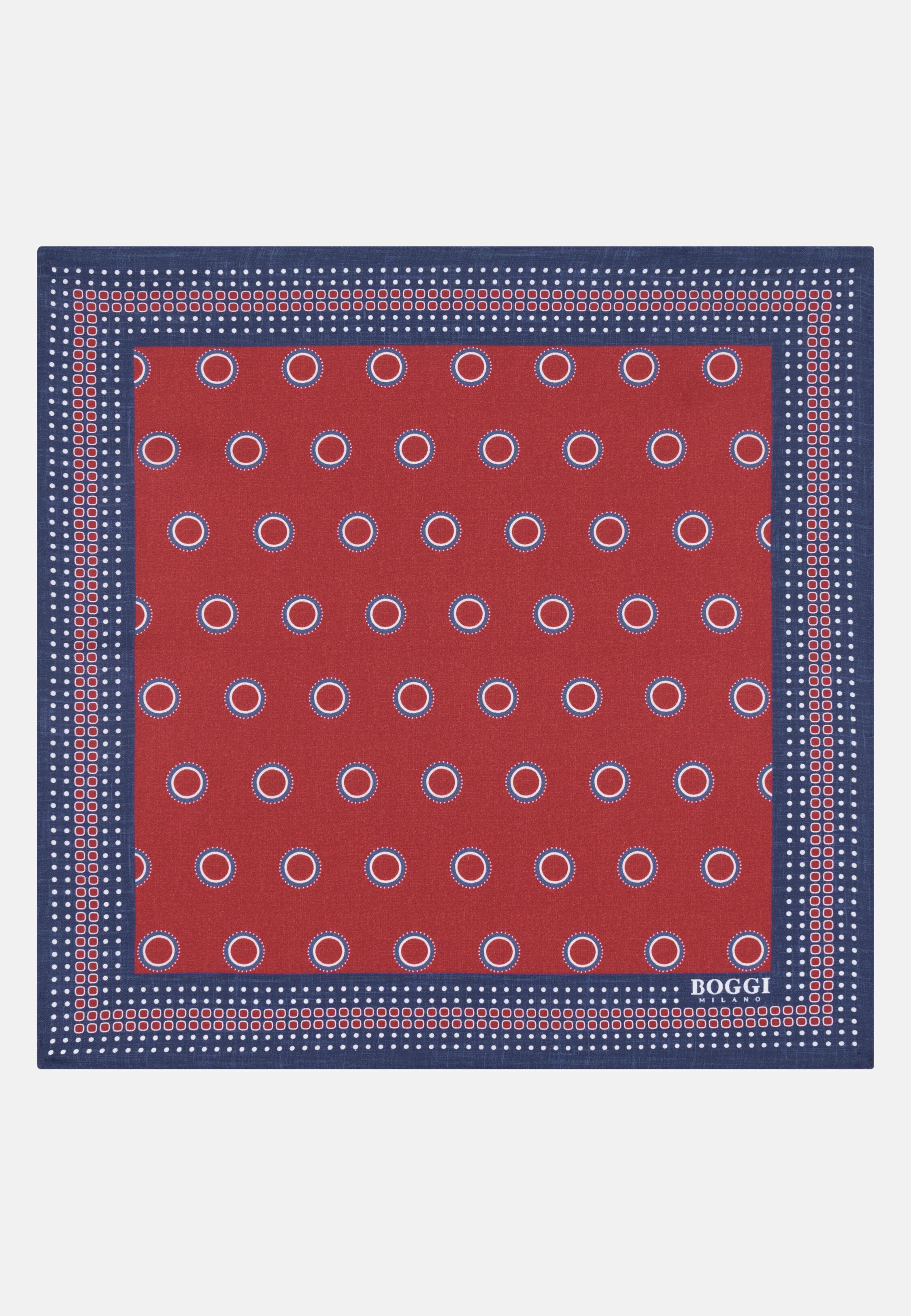 Silk Pocket Square With Medallions Pattern Burgundy, 3901_BURG, large image number 0