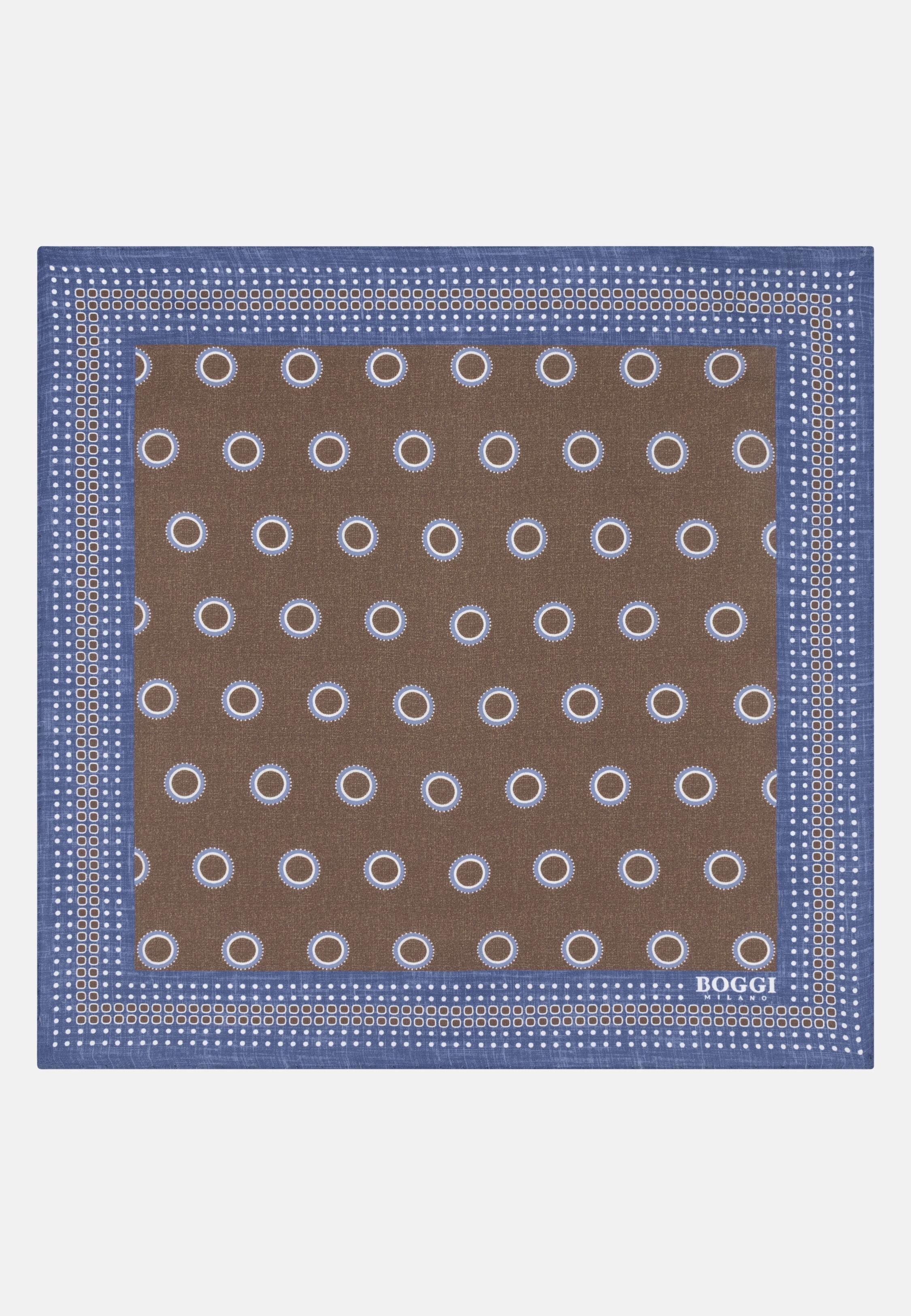 منديل جيب حرير بنقشة ميدالية باللون التوبي (Taupe), 3901_TAUP, large image number 0