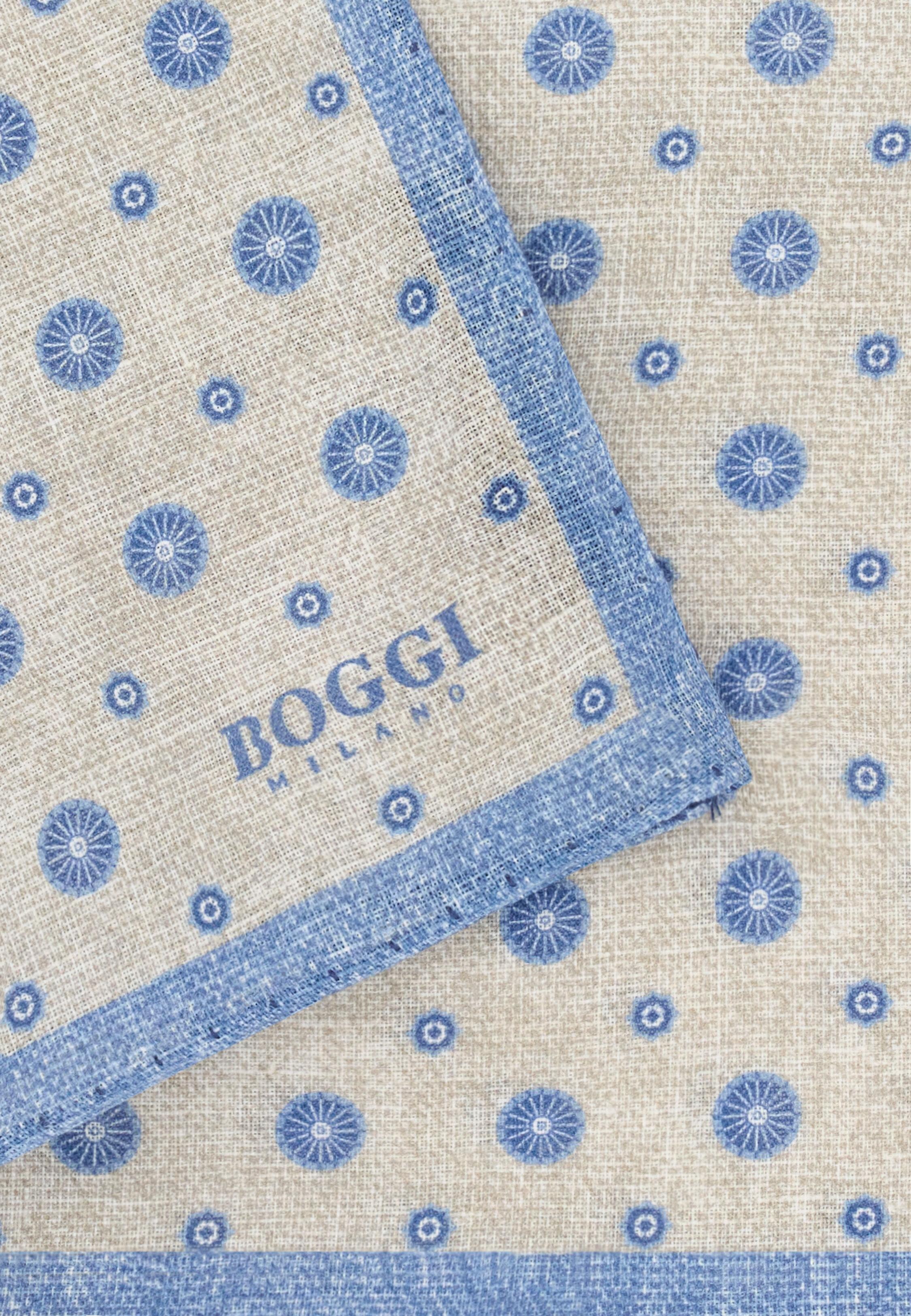 Medallion Linen Pocket Square Cream, Cream, large image number 1
