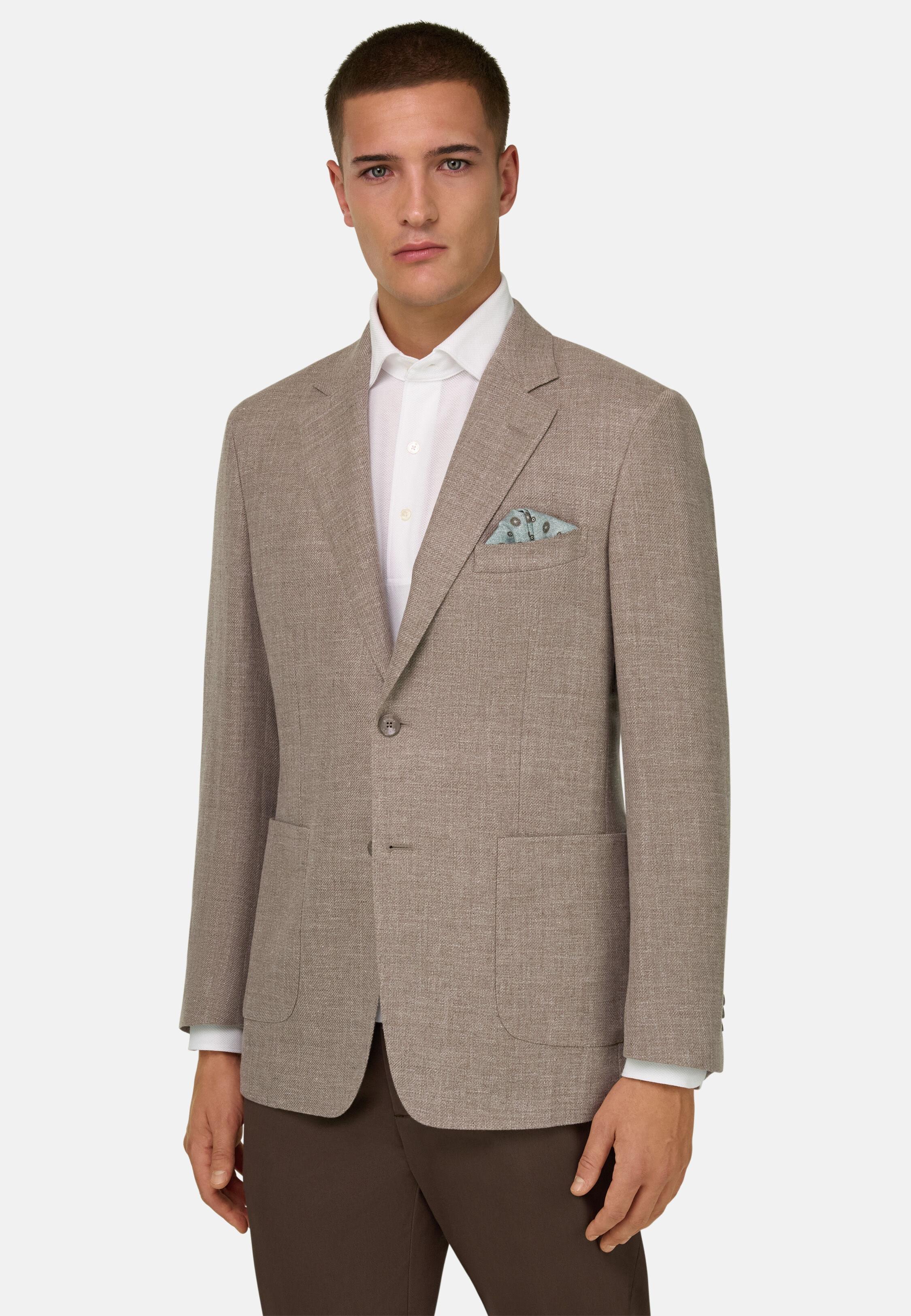 Wool, Linen And Silk Jacket Brown, 3901_TAUP, medium