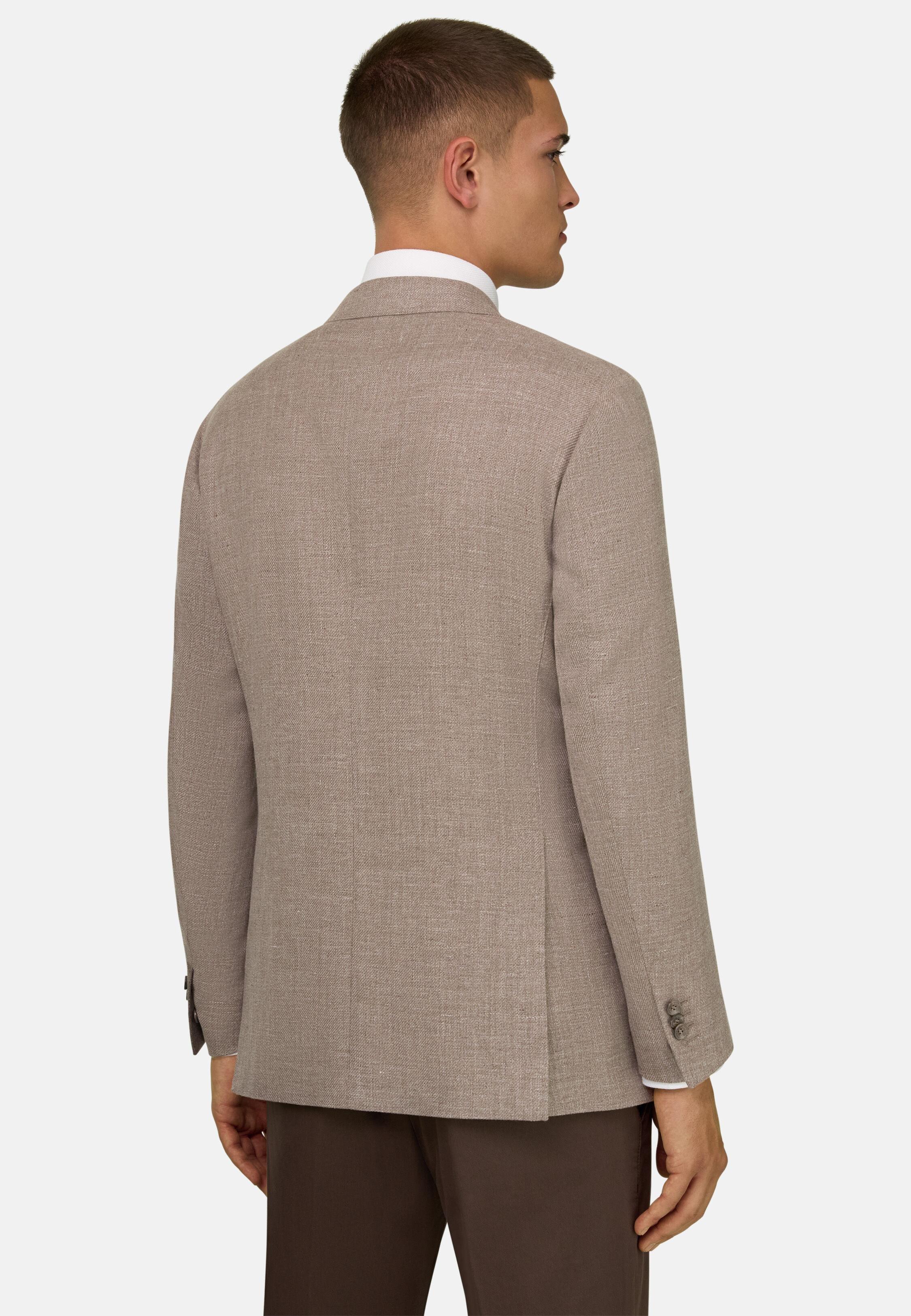 Wool, Linen And Silk Jacket Brown, Taupe, medium