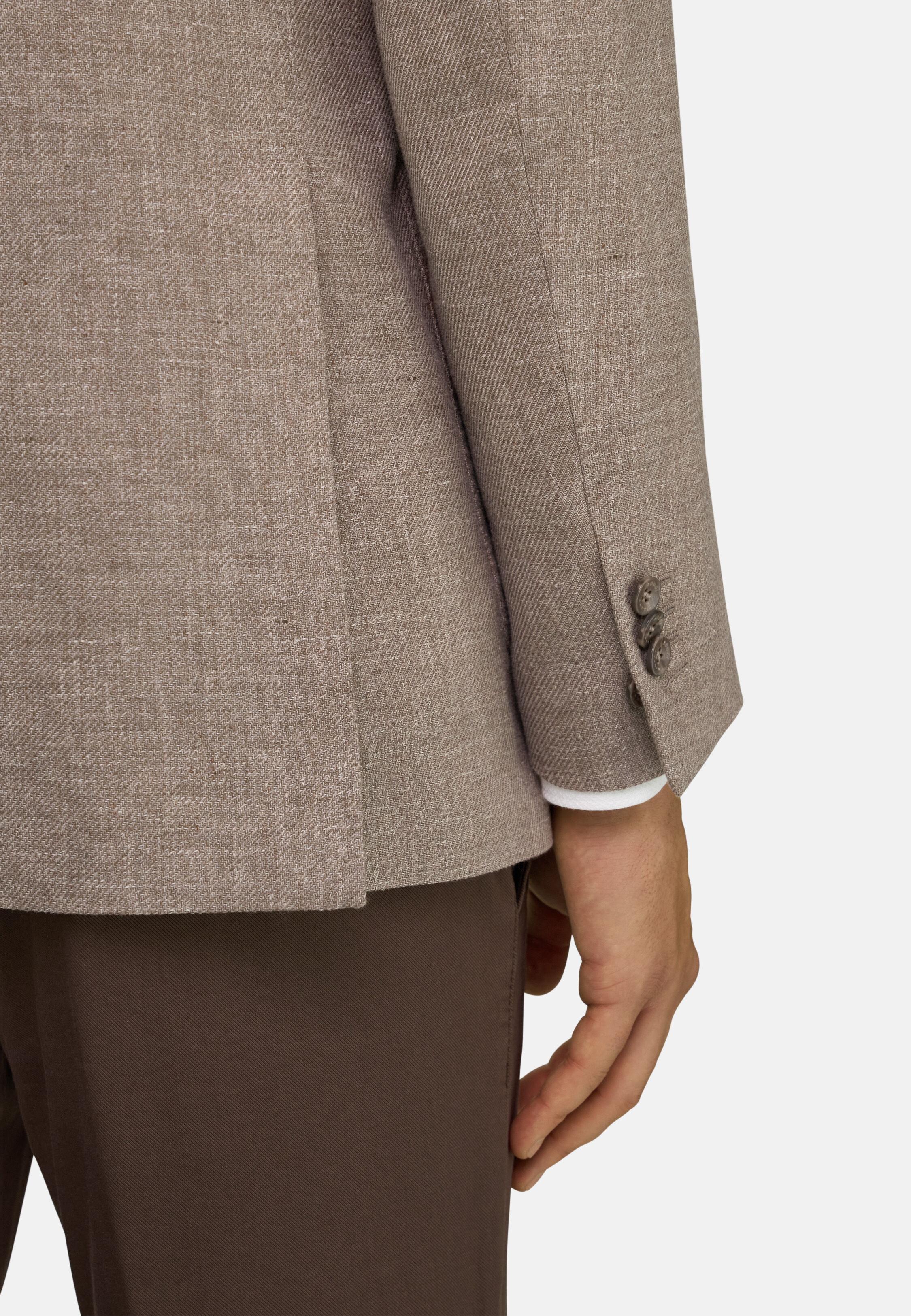 Wool, Linen And Silk Jacket Brown, Taupe, medium