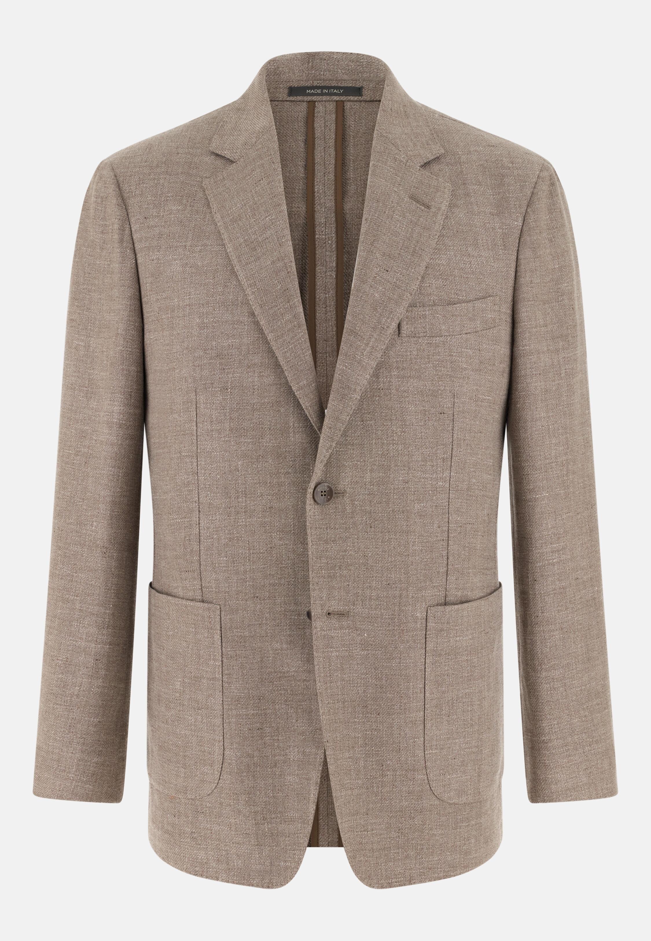 Wool, Linen and Silk Jacket Brown, Taupe, large image number 4