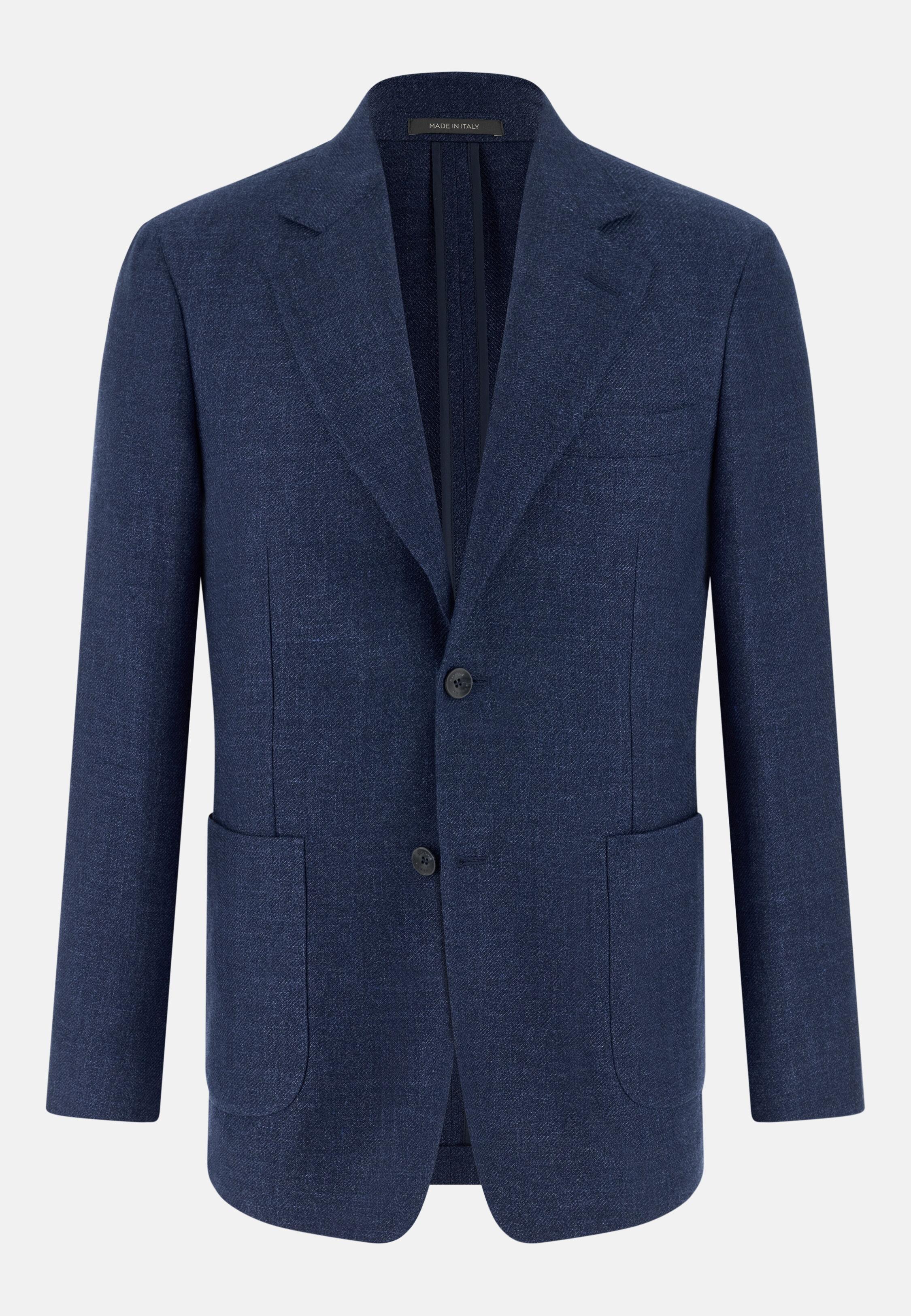 Wool, Linen And Silk Jacket Blue, 3901_BLUE, large image number 3