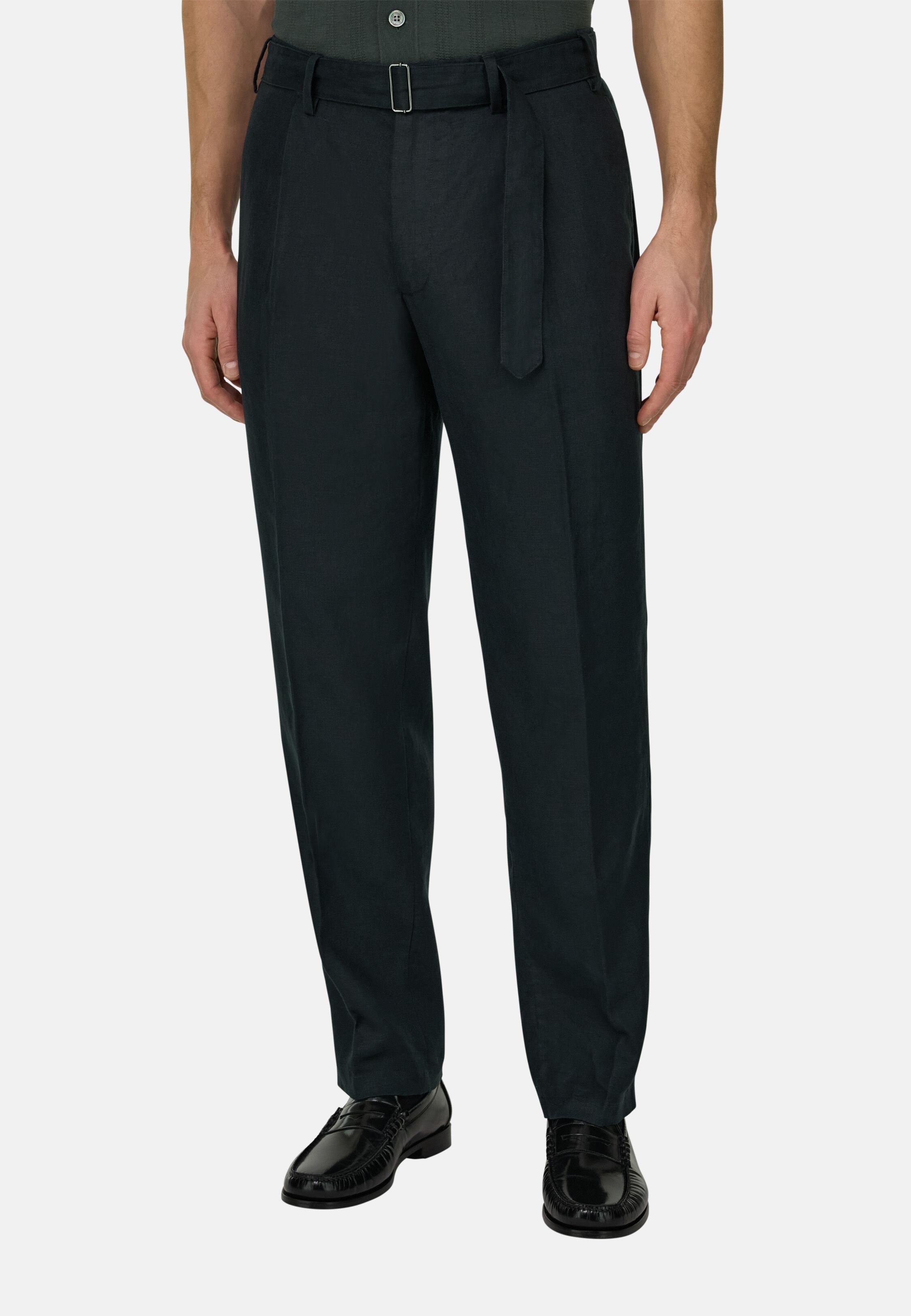 Linen Trousers Black, Black, large image number 0
