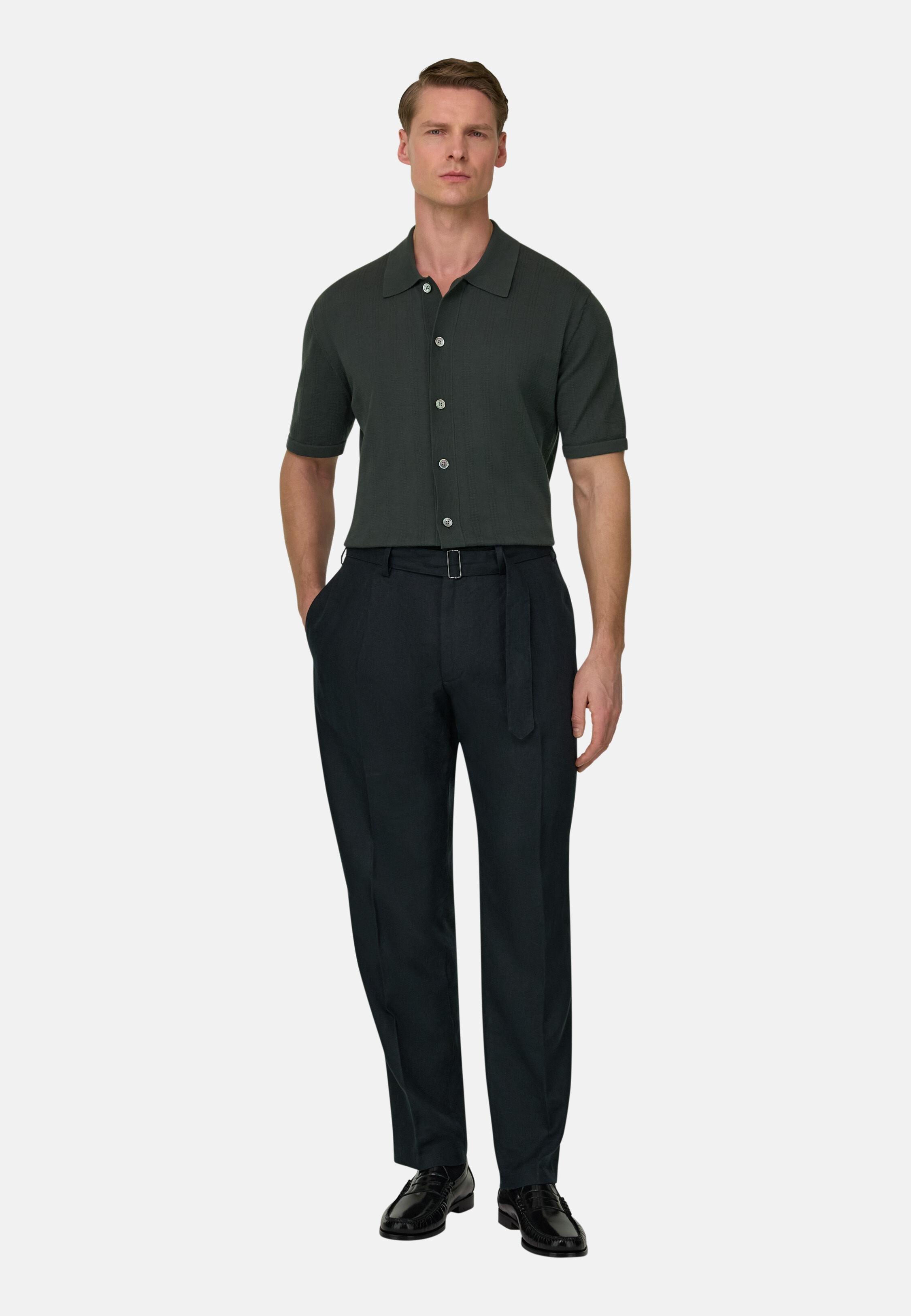 Linen Trousers Black, Black, large image number 1