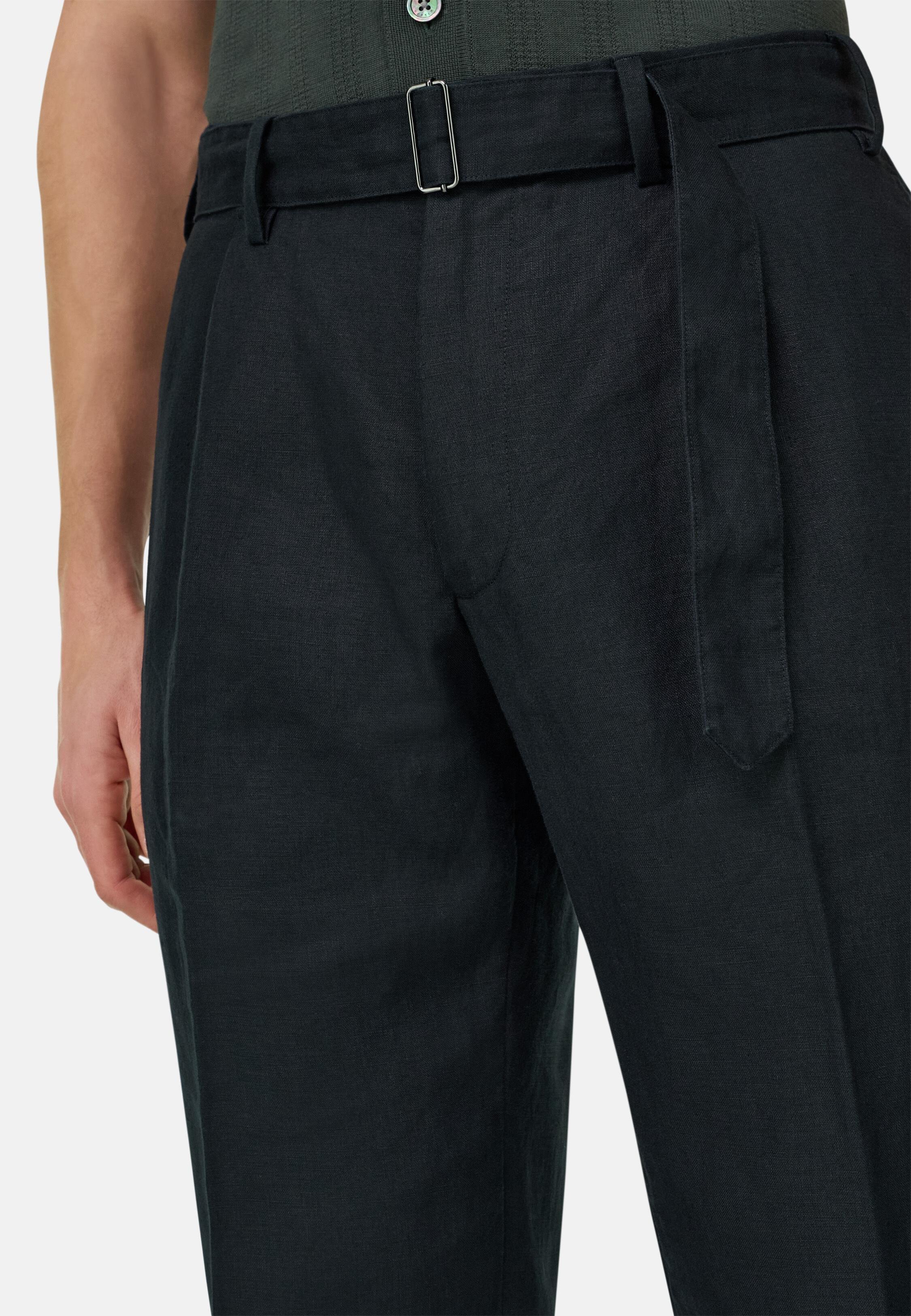 Linen Trousers Black, Black, large image number 3