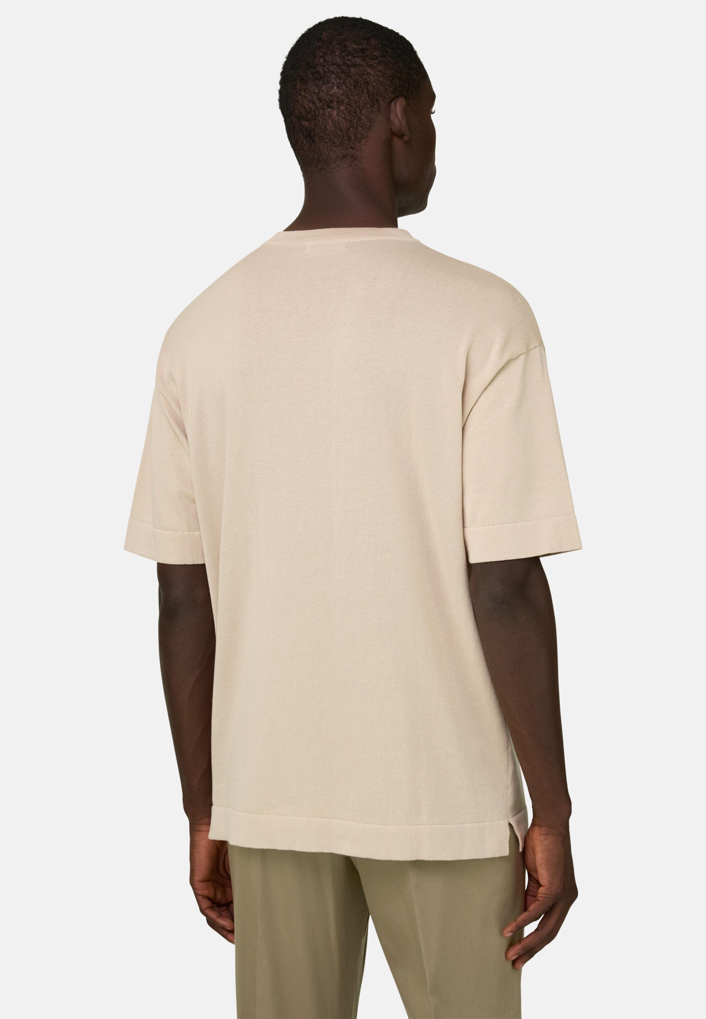 Pima Cotton Knitted T-Shirt Sand, Sand, large image number 1