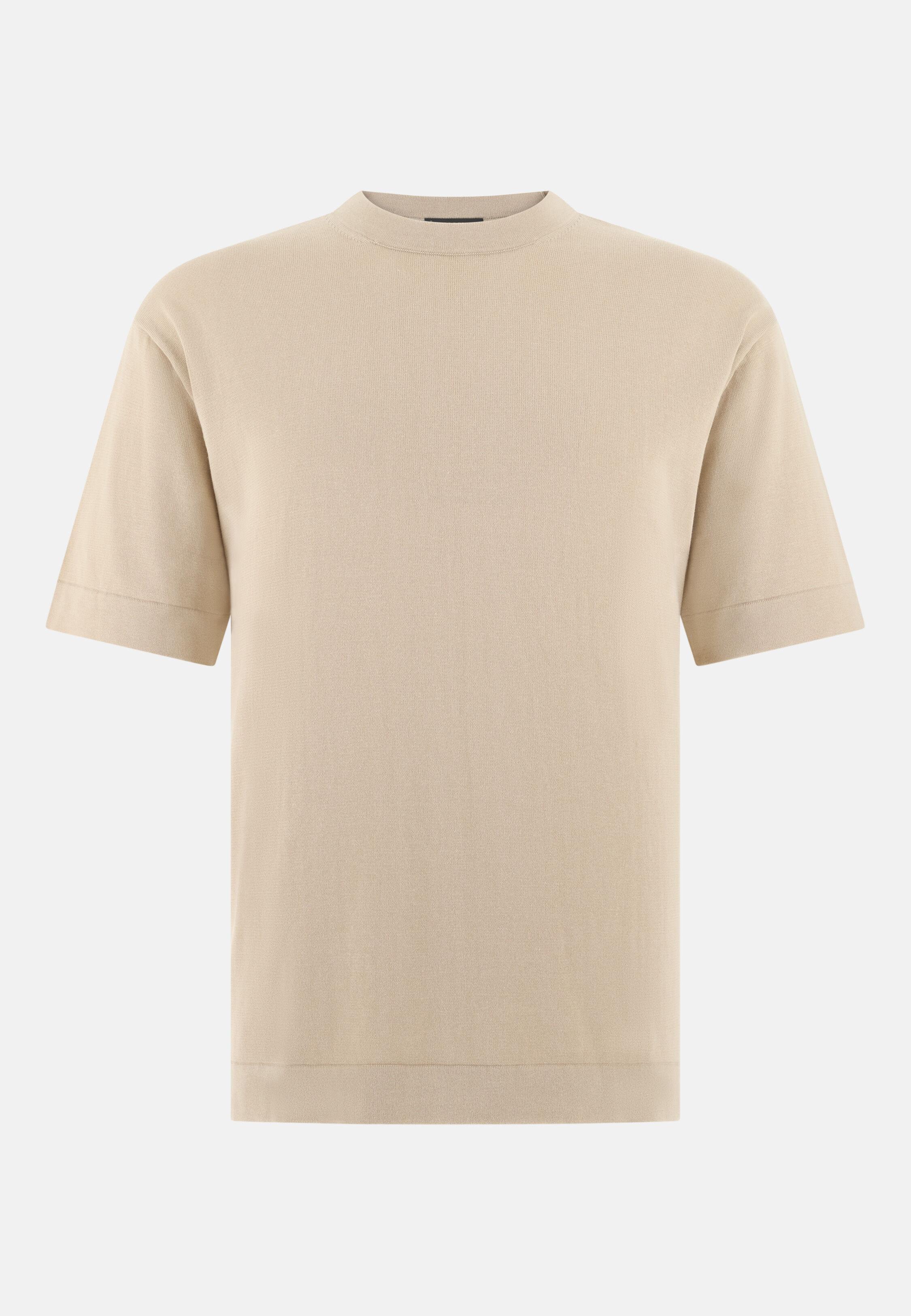 Pima Cotton Knitted T-Shirt Sand, Sand, large image number 3