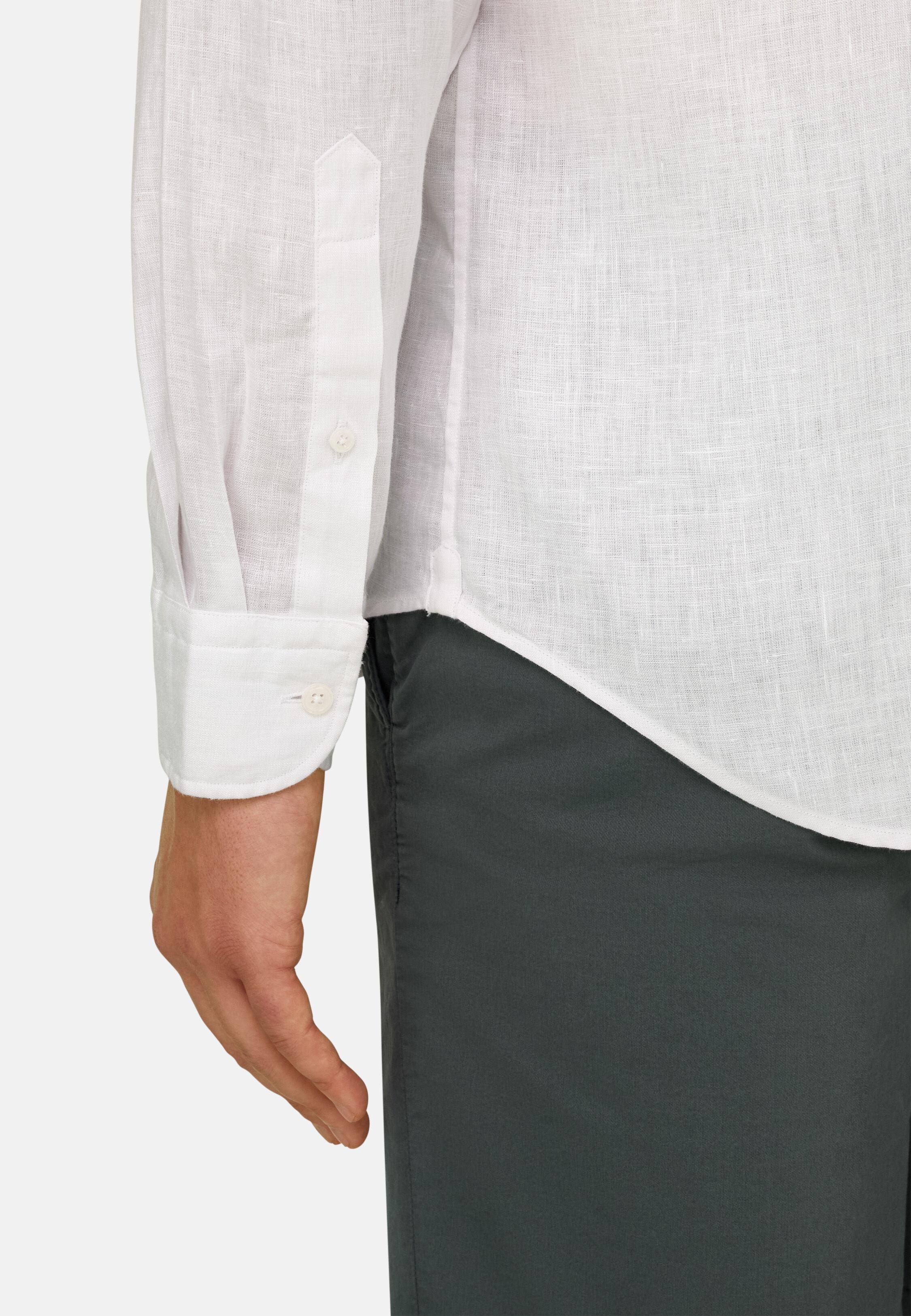 Regular Fit Linen Shirt, White, medium