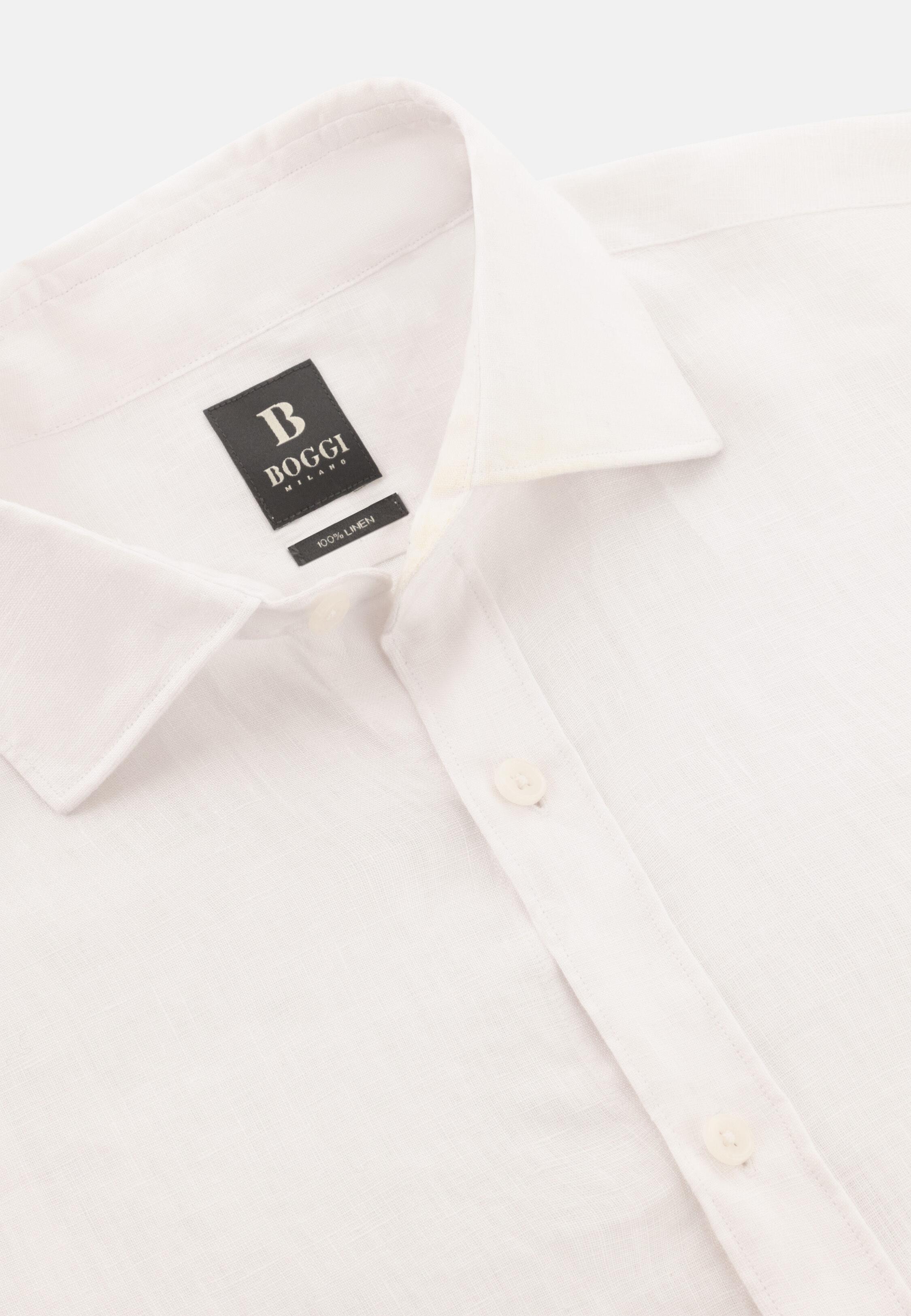 Regular Fit Linen Shirt, White, large image number 3