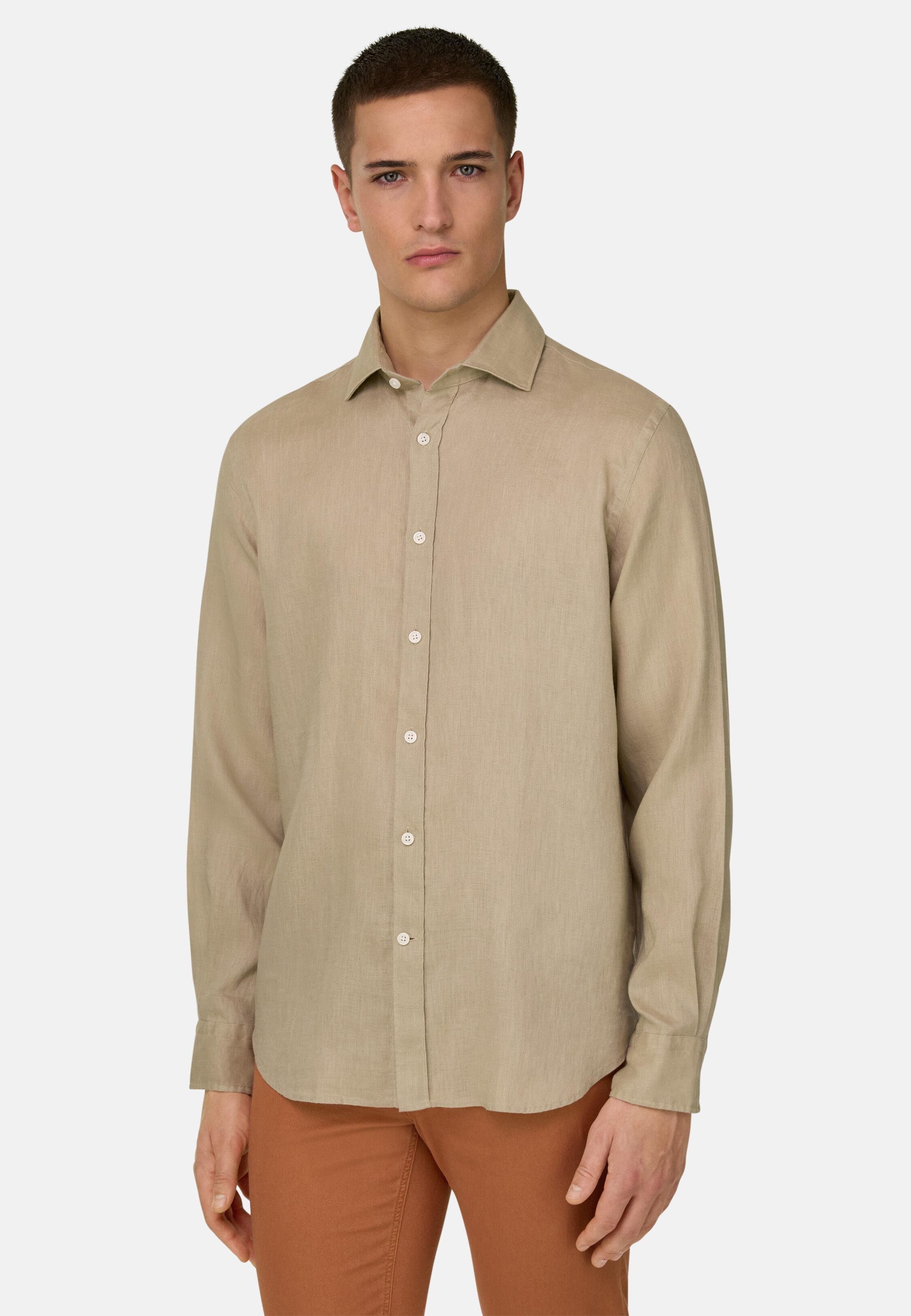 Regular Fit Linen Shirt, Sand, medium