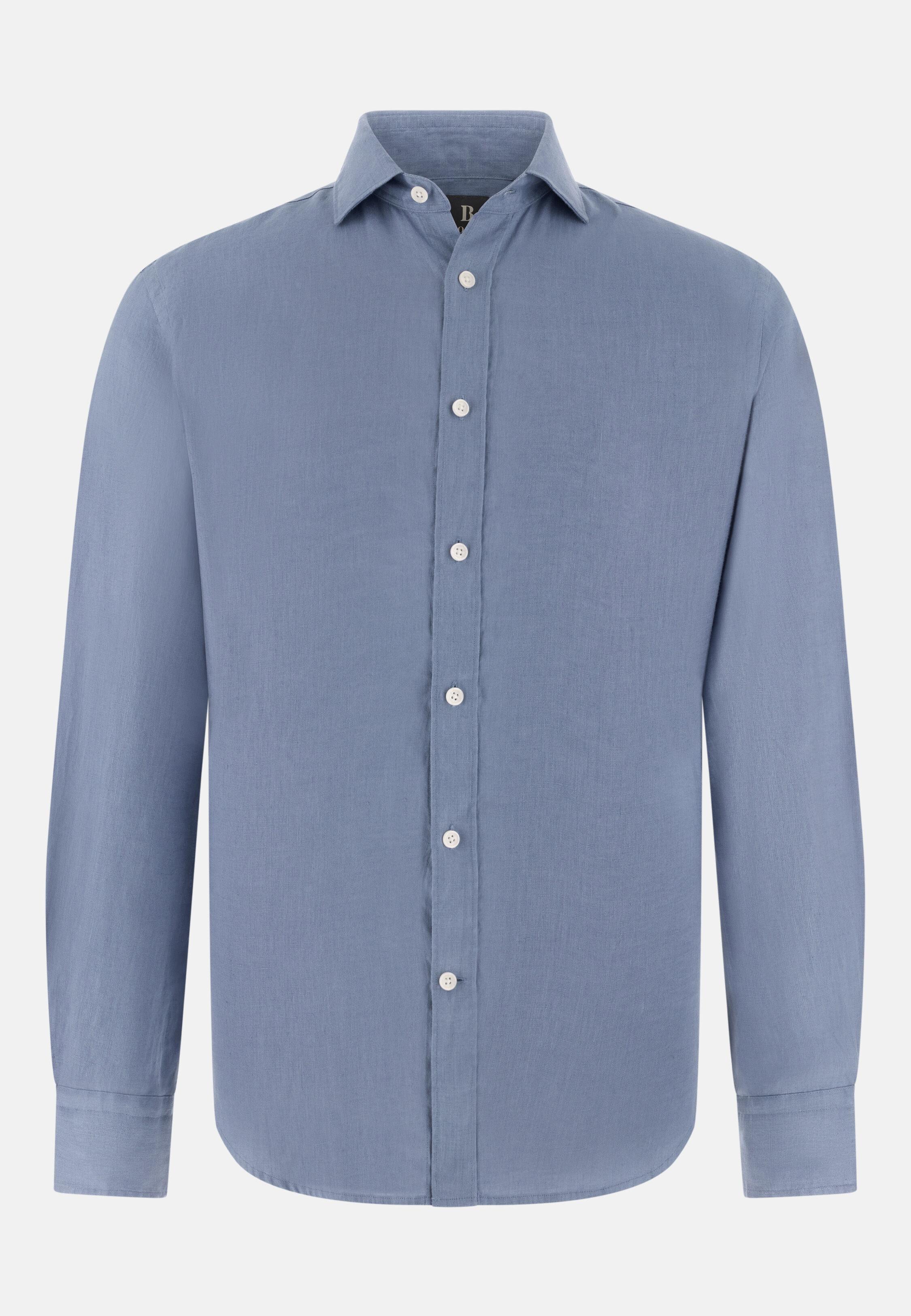 Regular Fit Linen Shirt, Indigo, large image number 4