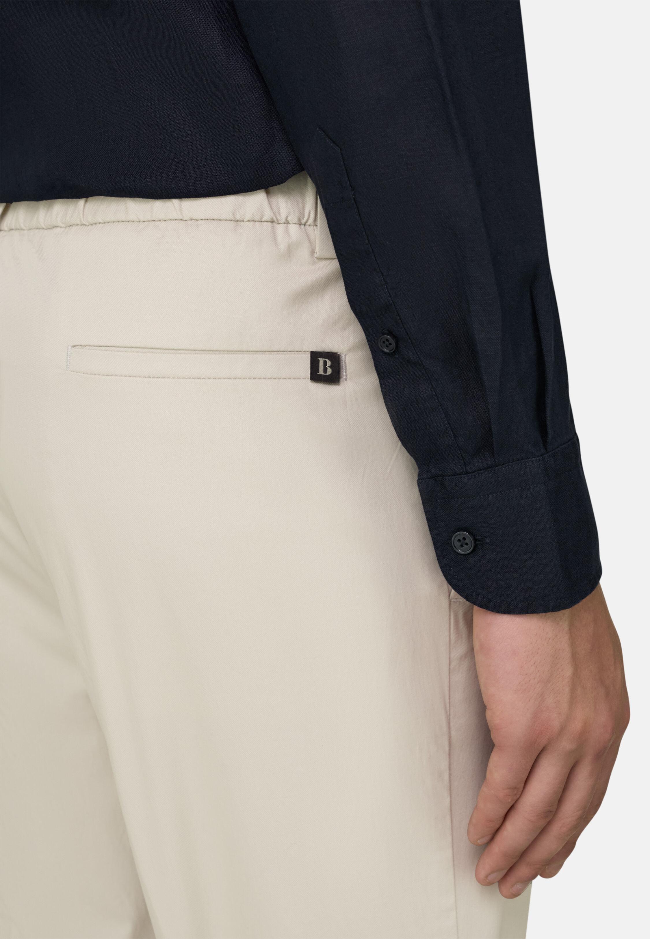 قميص كتان بقصة عادية كحلي, Navy blue, medium