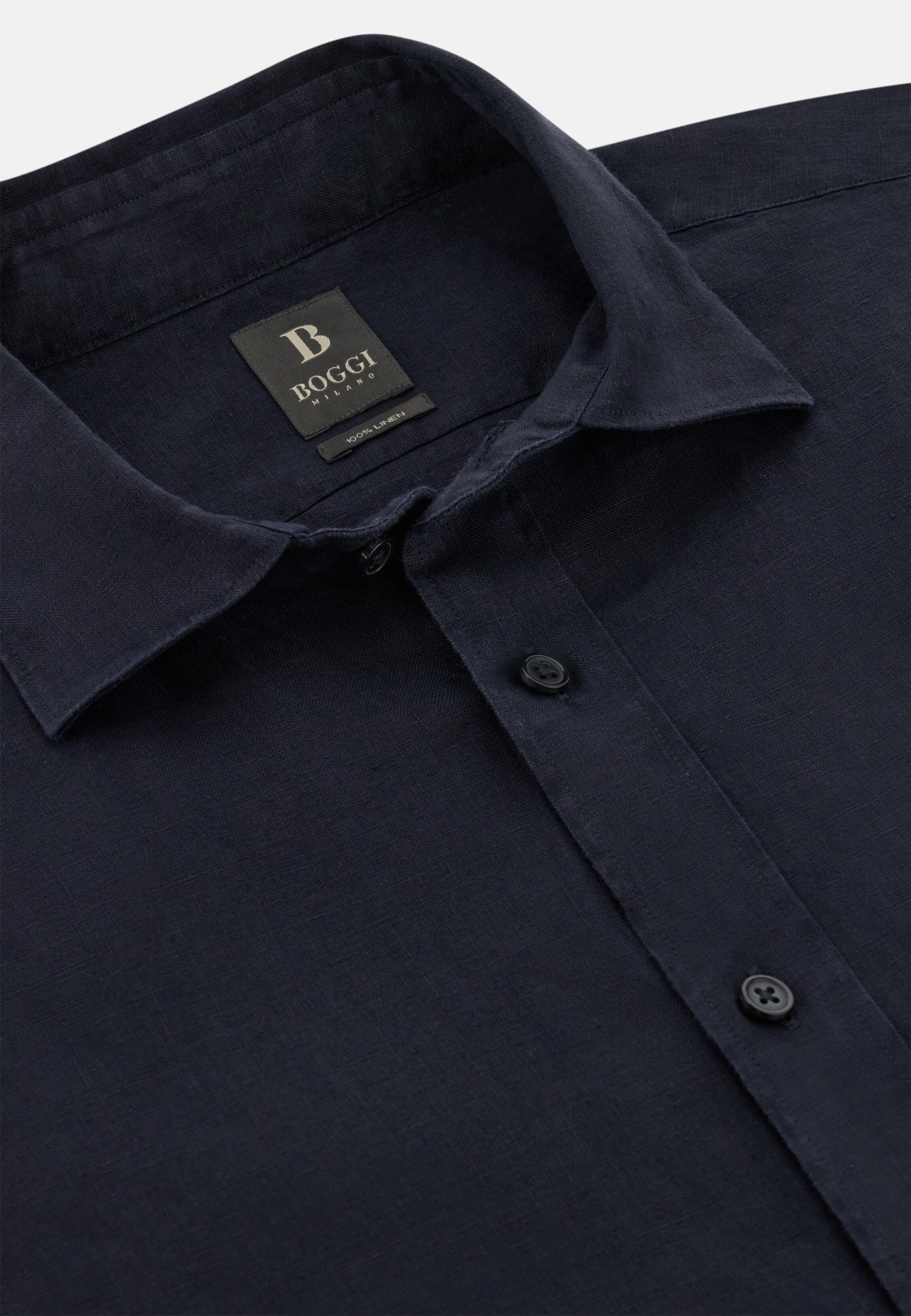 قميص كتان بقصة عادية كحلي, Navy blue, large image number 3