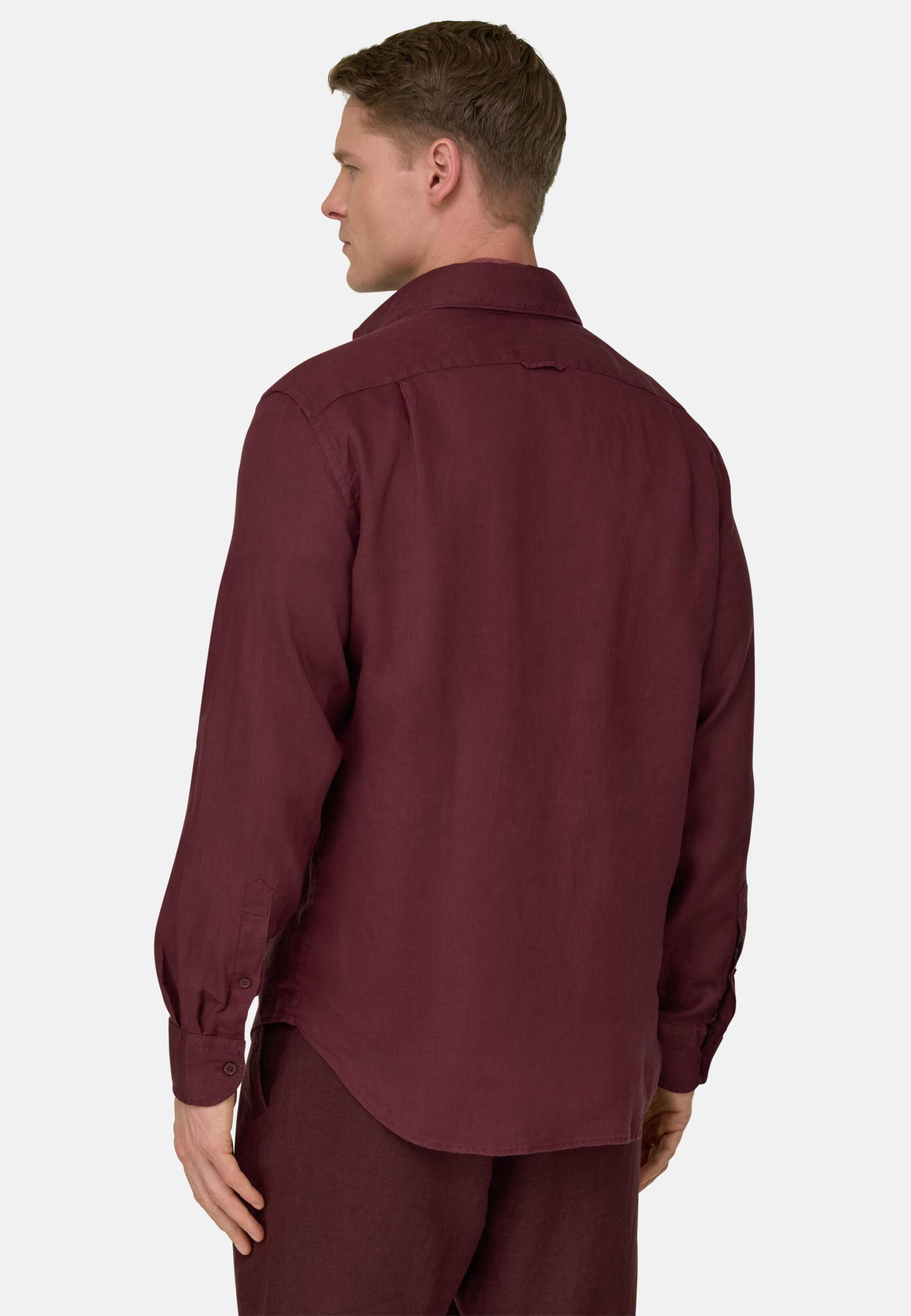 Regular Fit Linen Shirt, Burgundy, large image number 1