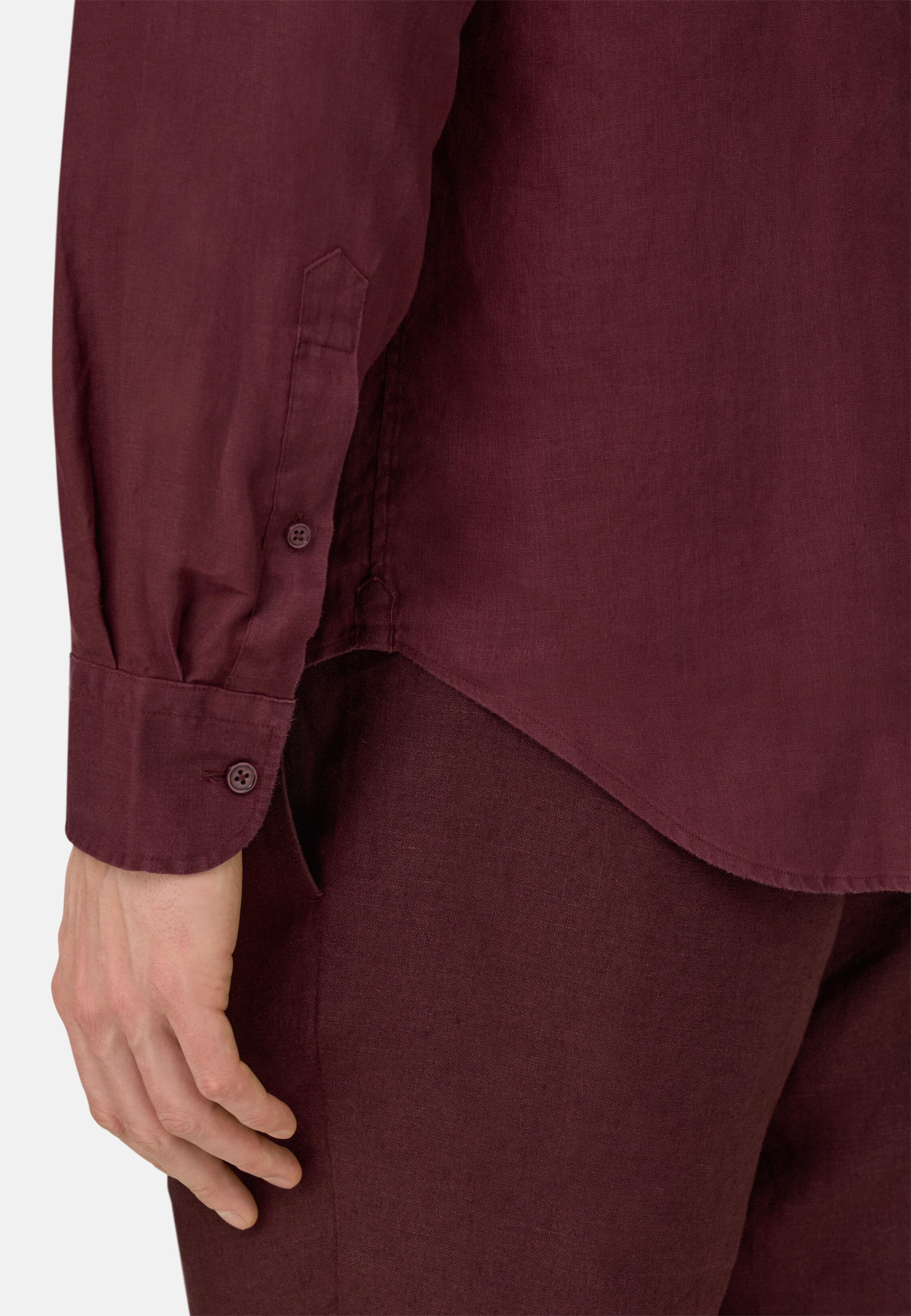 Regular Fit Linen Shirt, Burgundy, medium