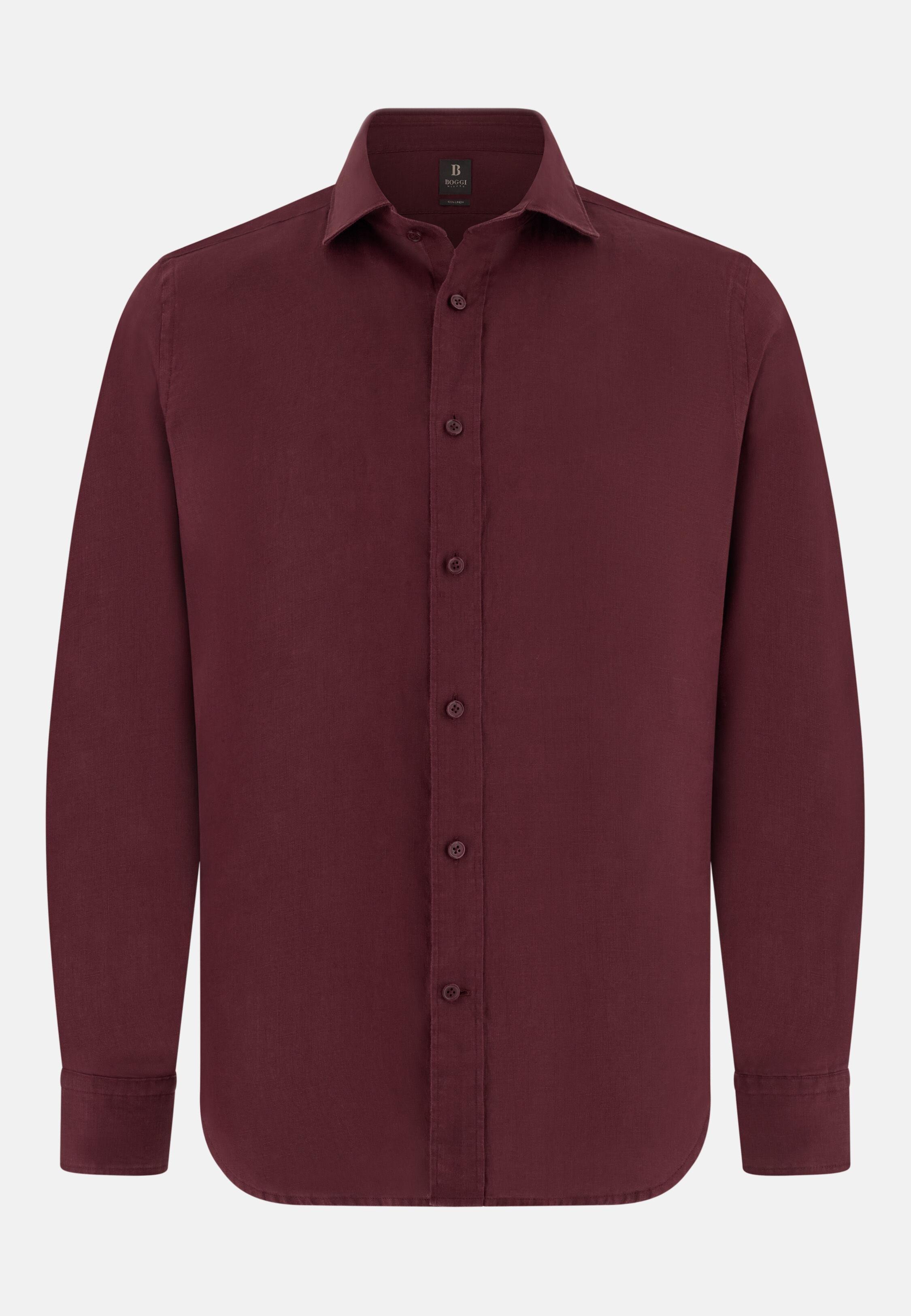 Regular Fit Linen Shirt, Burgundy, large image number 4