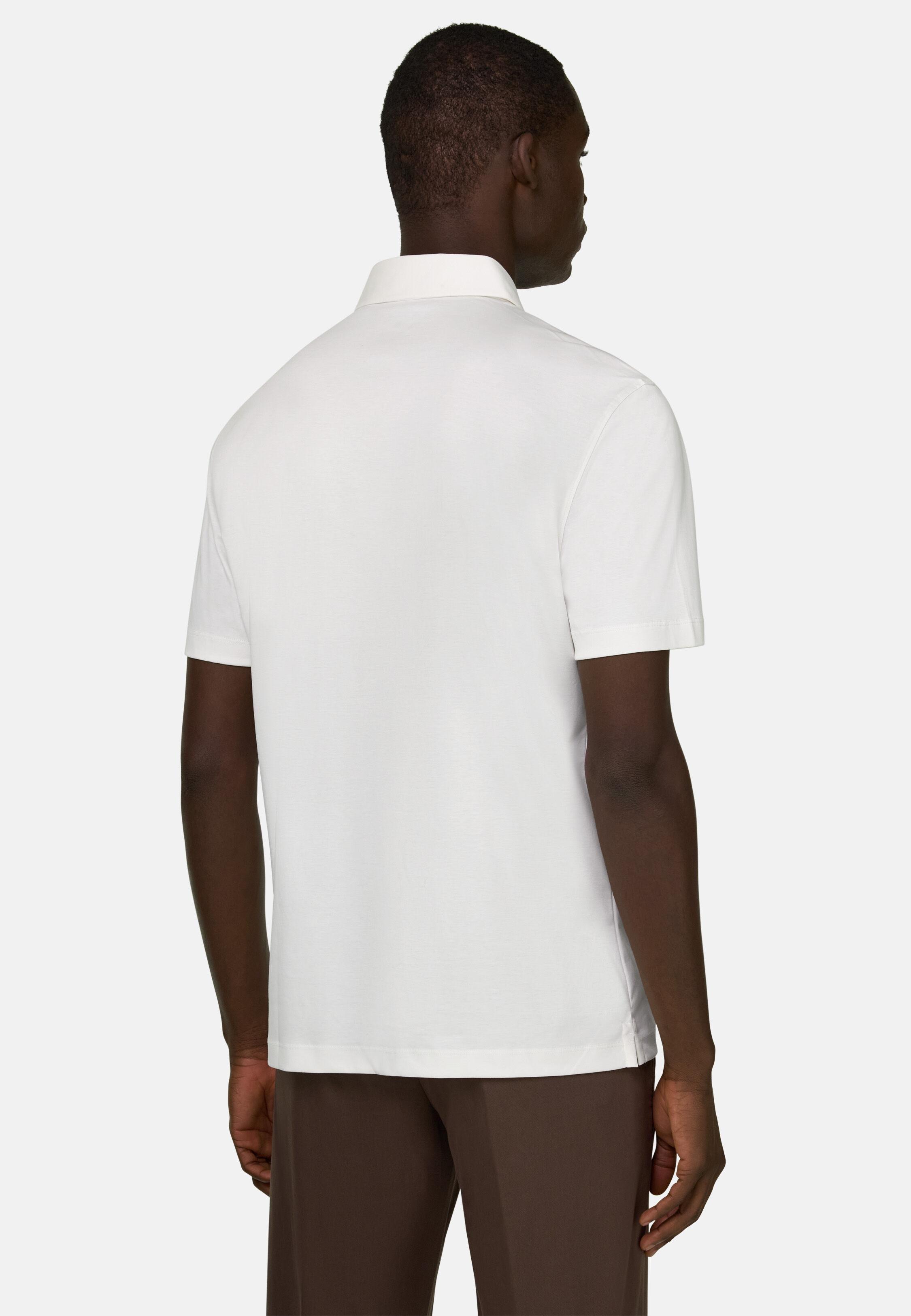 Silk Blend Polo Shirt White, White, medium