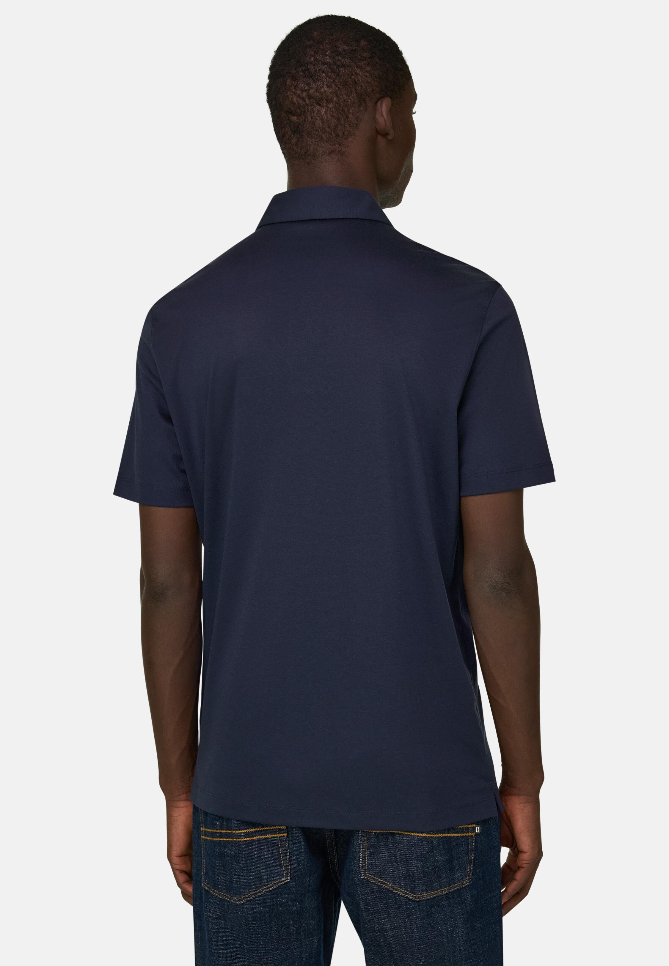 Silk Blend Polo Shirt Navy blue, Navy blue, medium