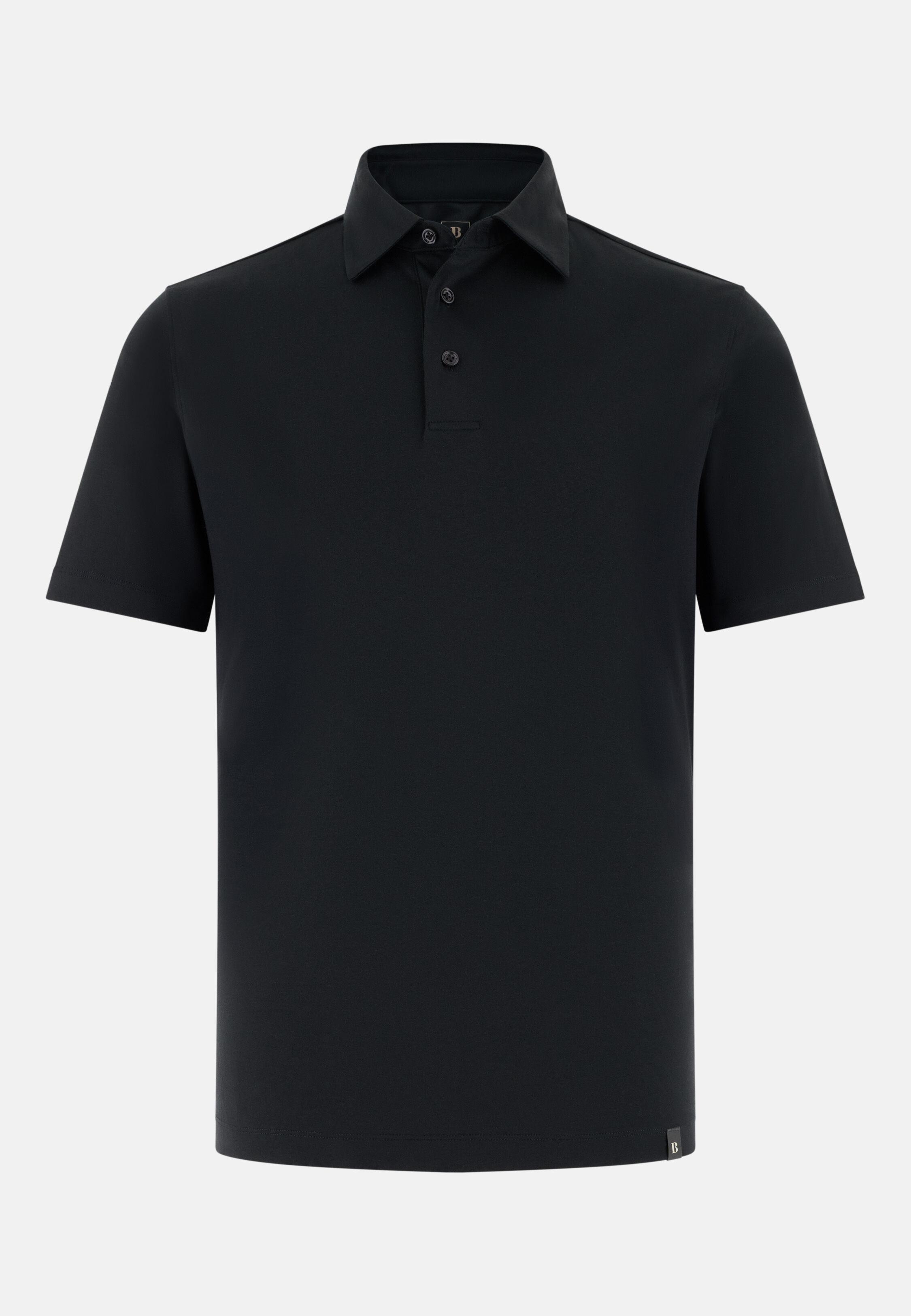 Polo Shirt in Silk Blend, Black, Black, large image number 4