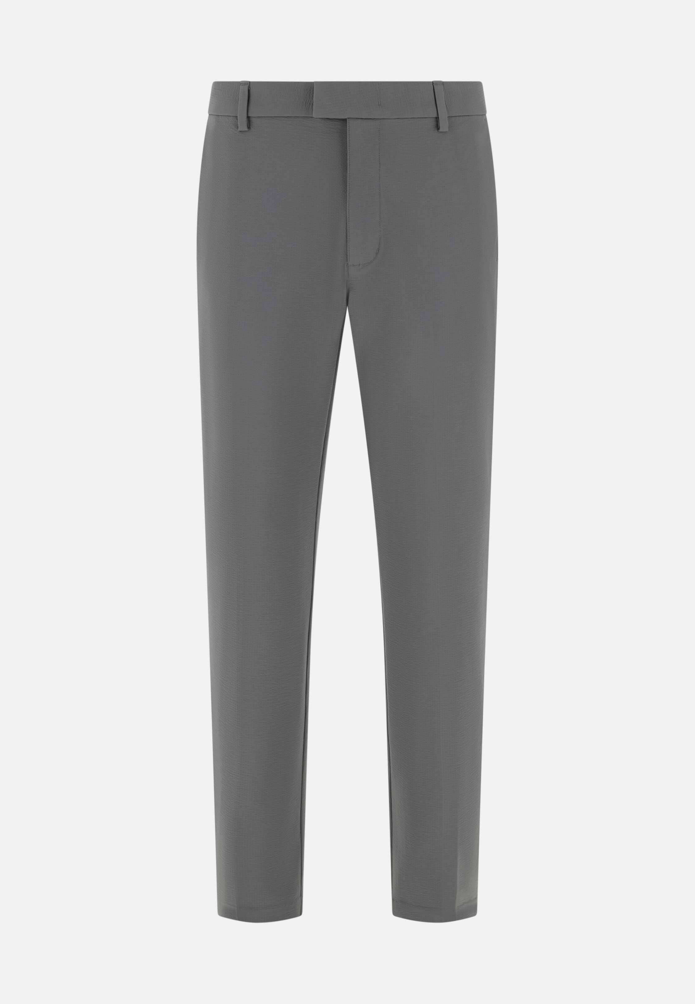 B Tech Trousers In Stretch Nylon Seersucker Grey, 3901_DKGR, medium