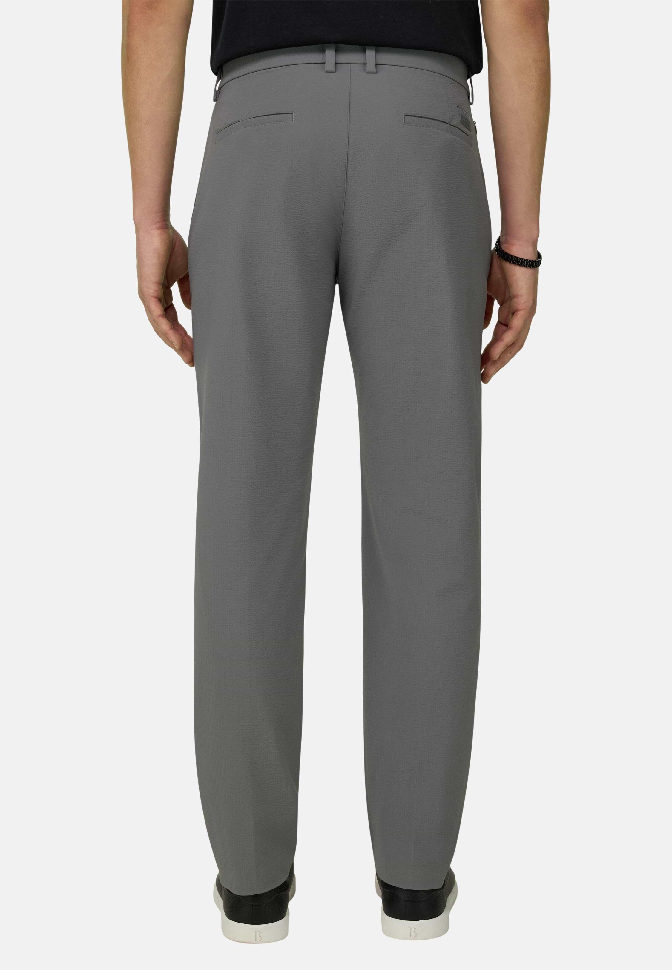 B Tech Trousers In Stretch Nylon Seersucker Grey, 3901_DKGR, large image number 1