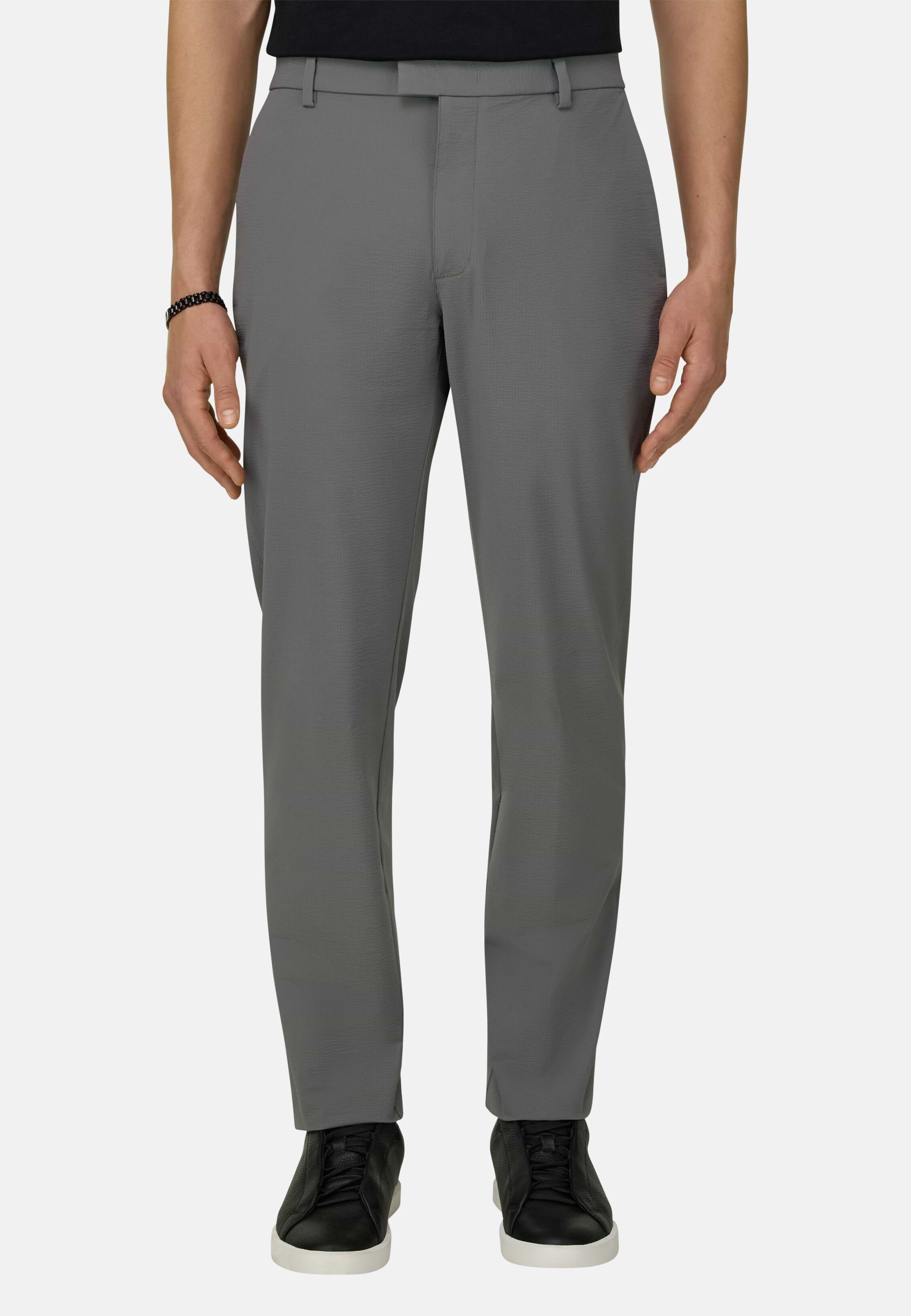 B Tech Trousers In Stretch Nylon Seersucker Grey, 3901_DKGR, large image number 2