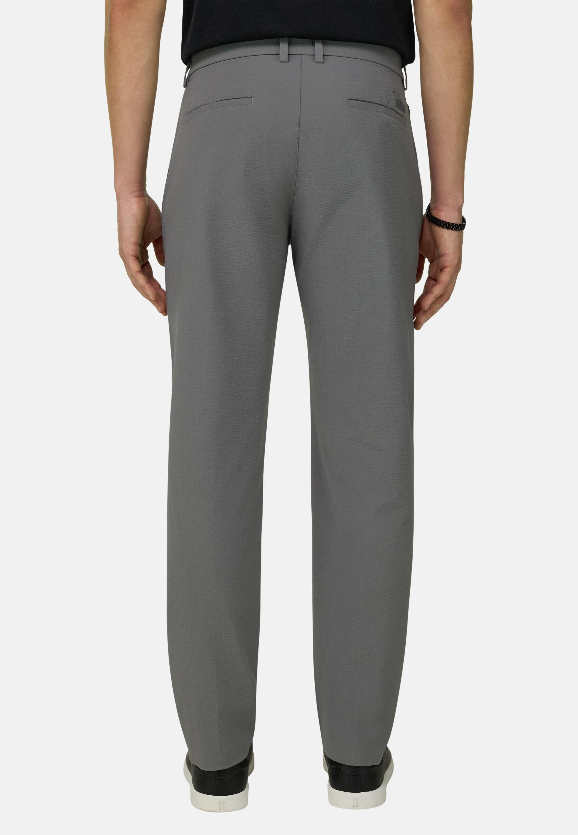 B Tech Trousers in Stretch Nylon Seersucker Dark Grey, 3901_DKGR, large image number 4
