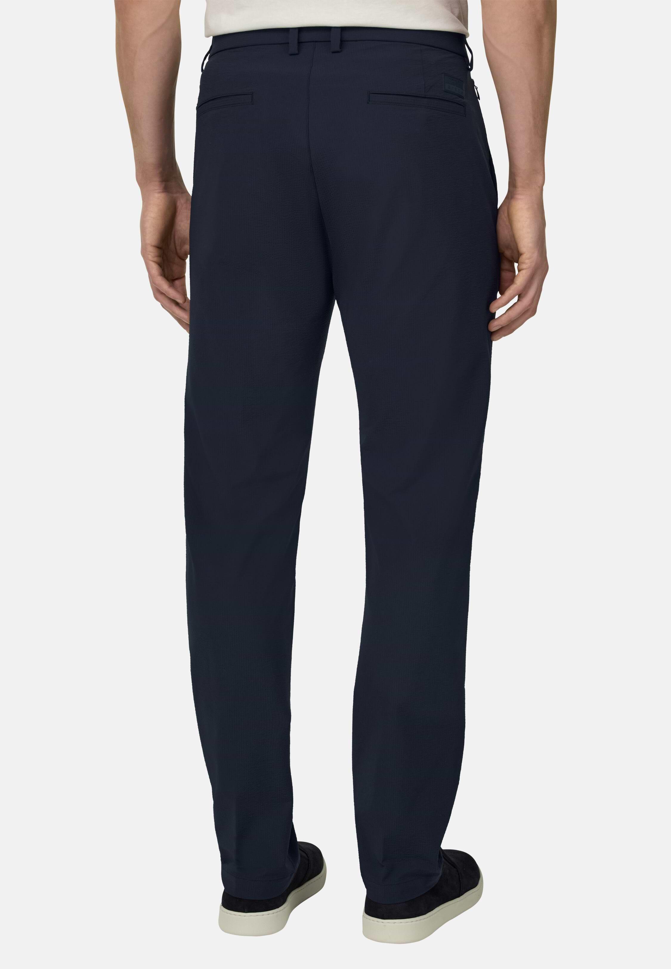 B Tech Trousers In Stretch Nylon Seersucker Navy, 3901_NAVY, large image number 2