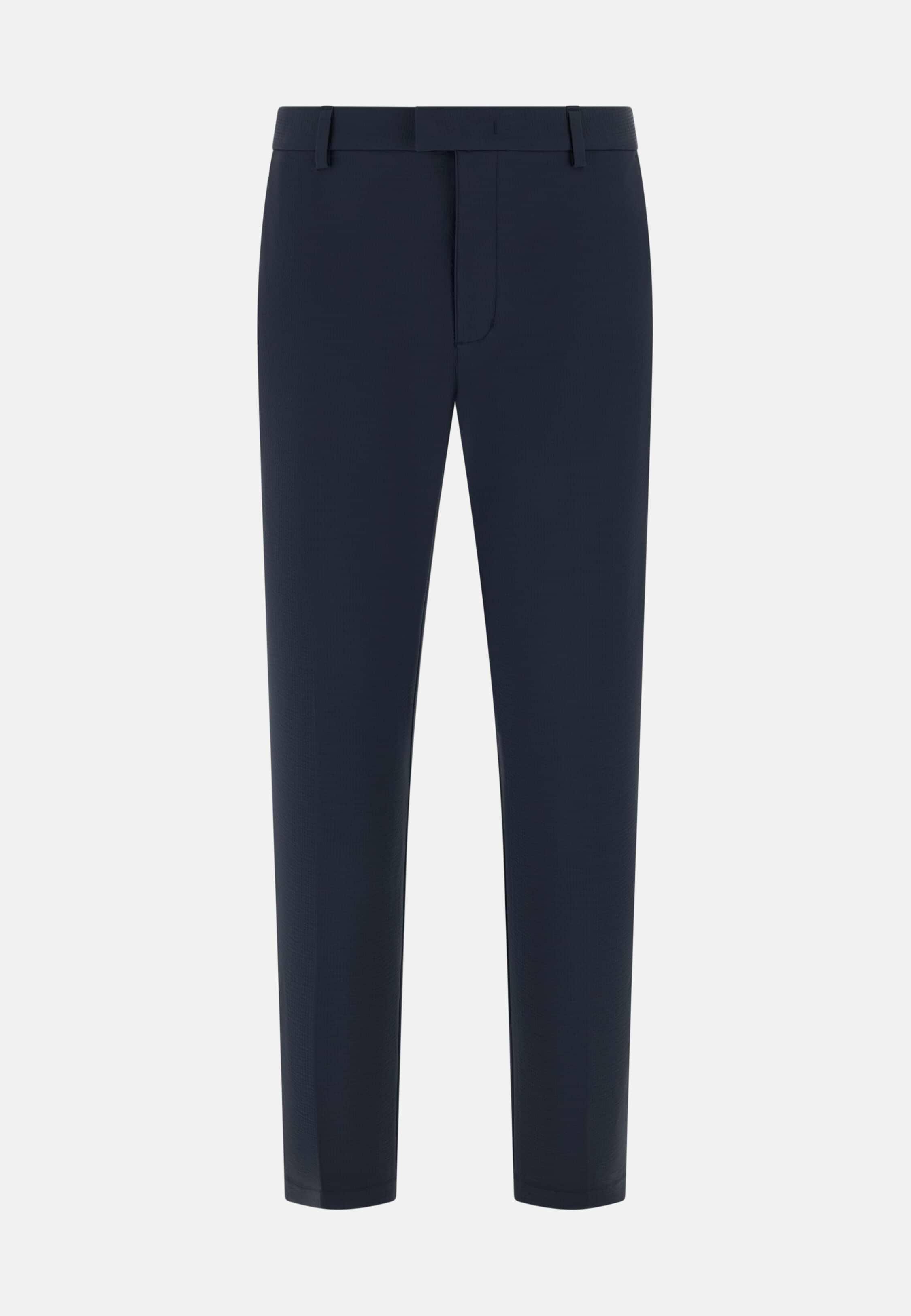 B Tech Trousers In Stretch Nylon Seersucker Navy, 3901_NAVY, large image number 3