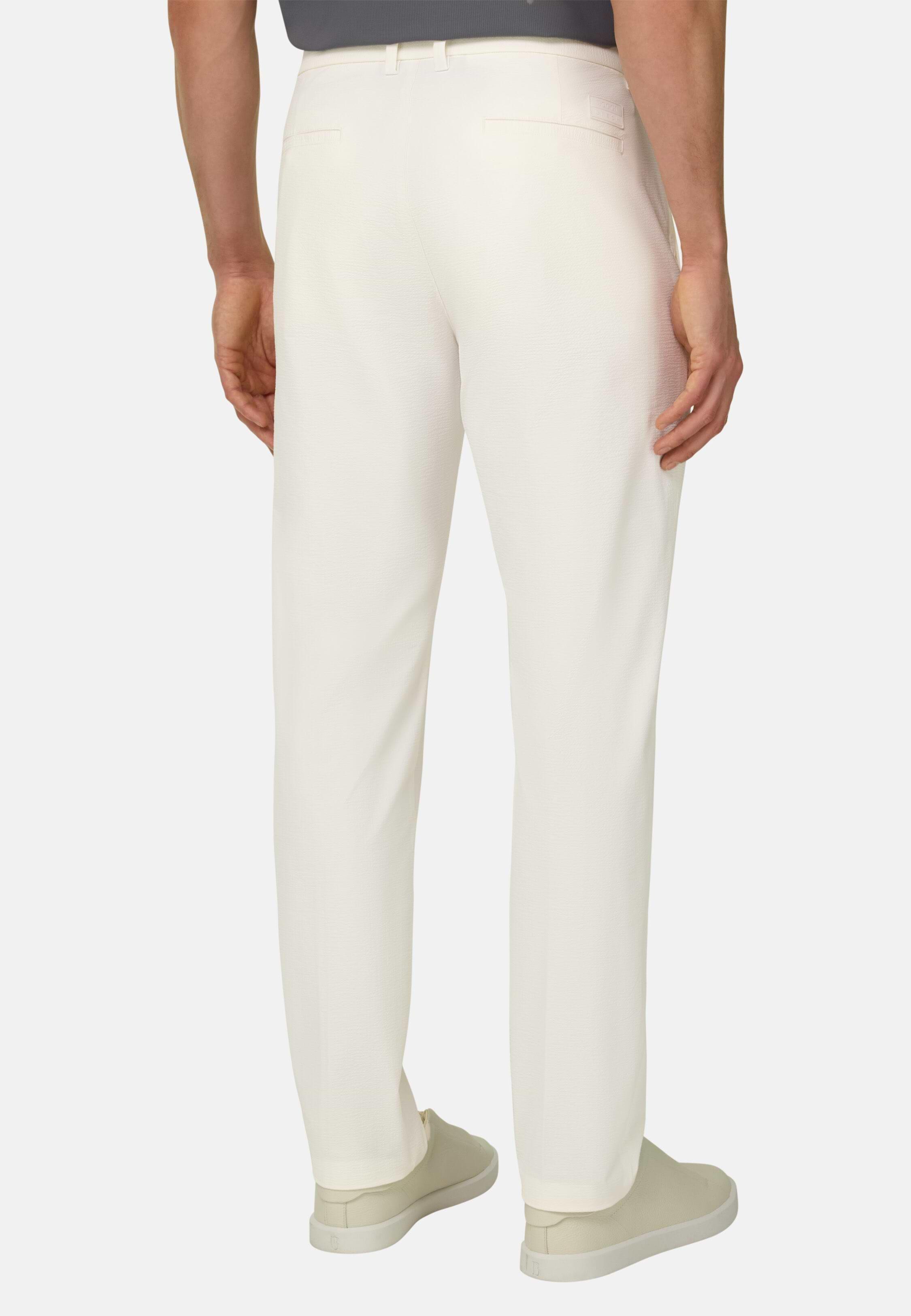 B Tech Trousers In Stretch Nylon Seersucker White, 3901_WHIT, medium