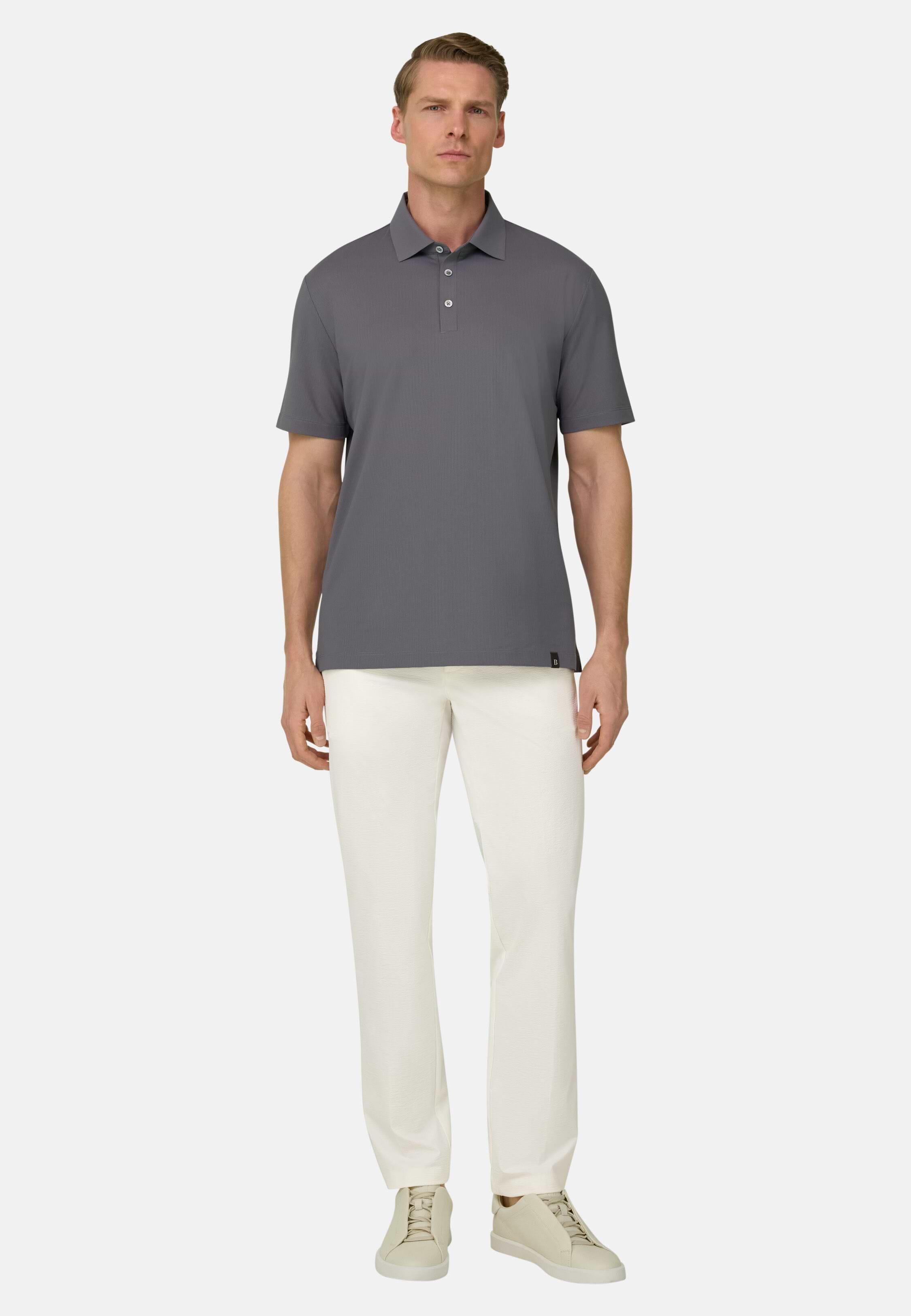 B Tech Trousers In Stretch Nylon Seersucker White, 3901_WHIT, large image number 3