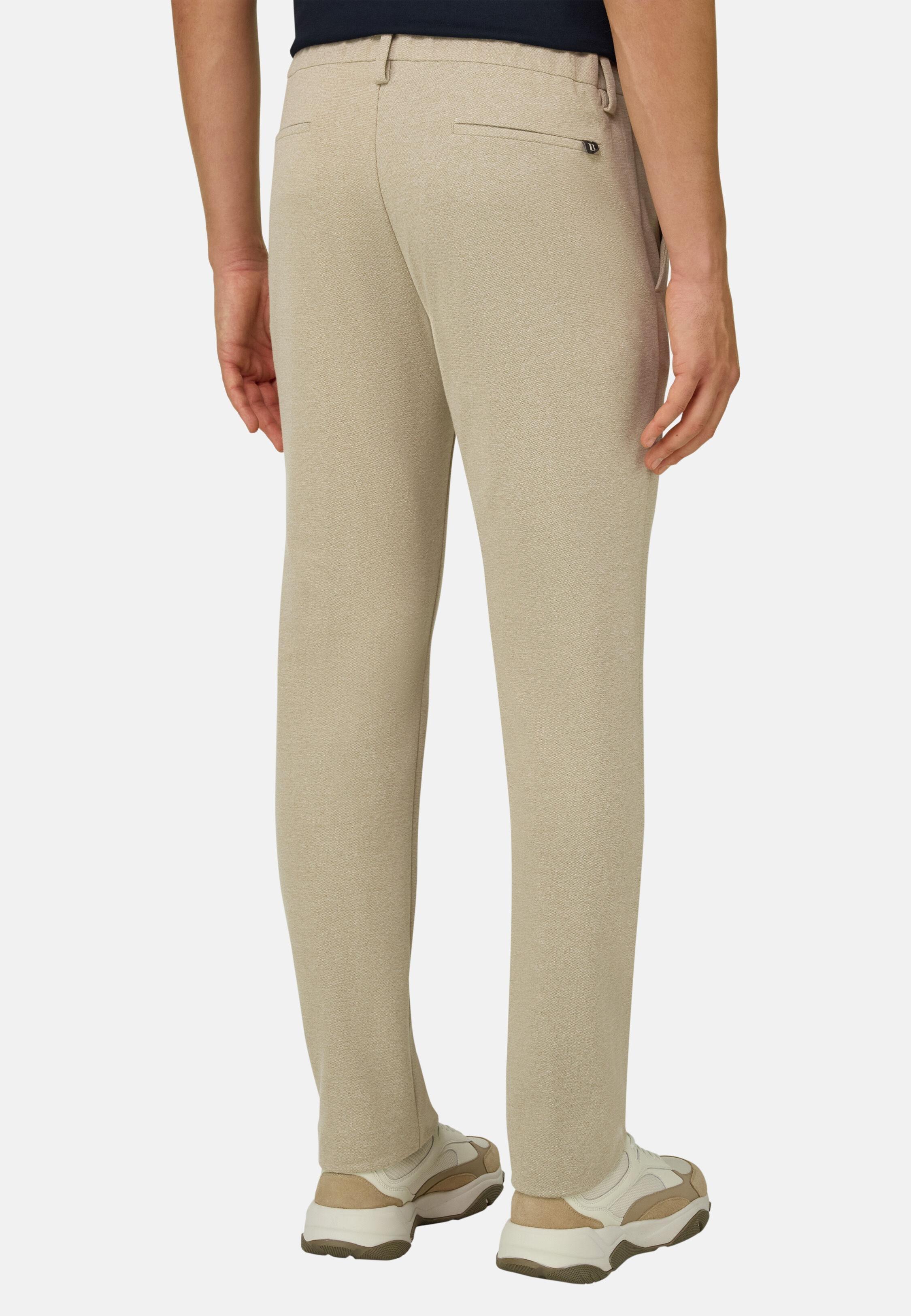 Cotton Blend Jersey Trousers Beige, 3901_BEIG, large image number 2