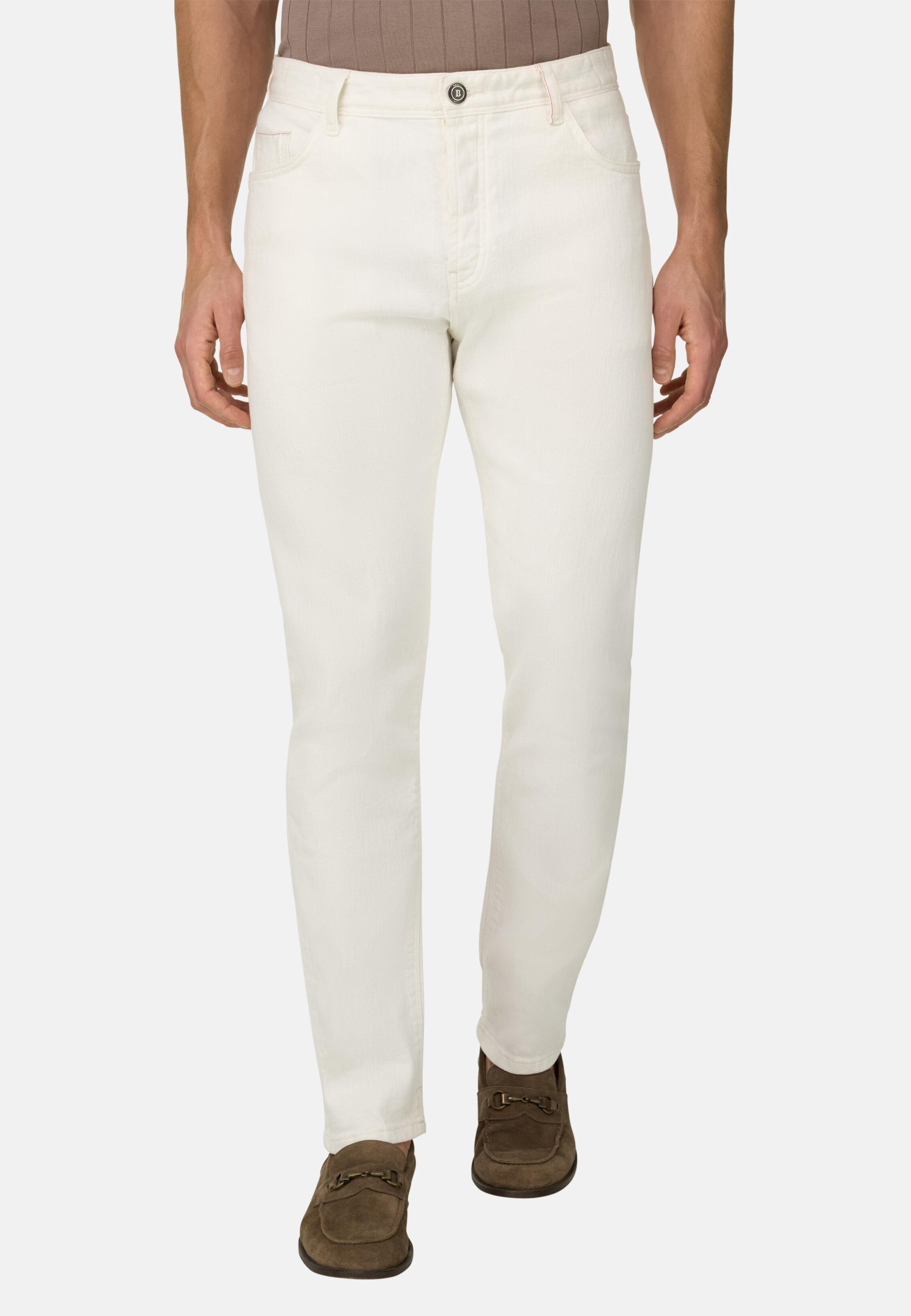White Selvedge Cotton Denim Jeans White, 3901_WHIT, large