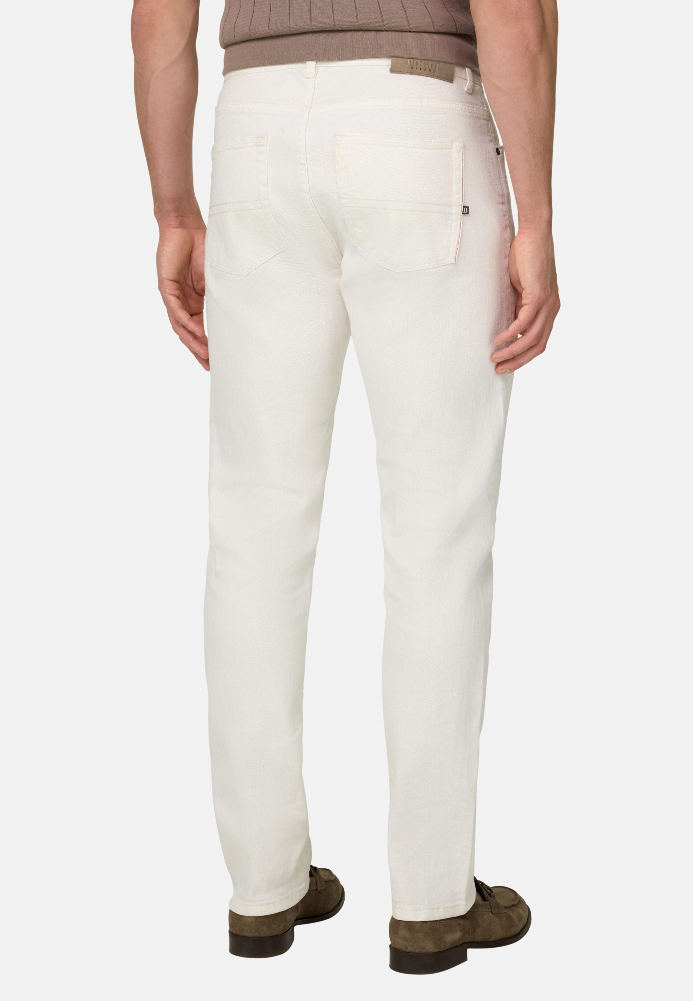 White Selvedge Cotton Denim Jeans White, 3901_WHIT, medium