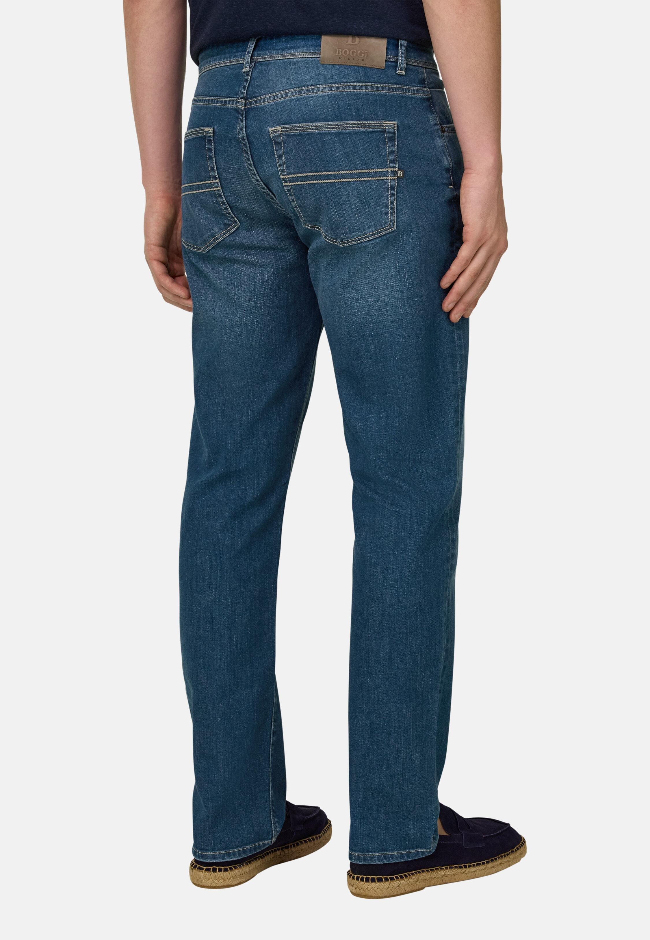 Medium Blue Stretch Denim Jeans Medium Blue, Medium Blue, medium