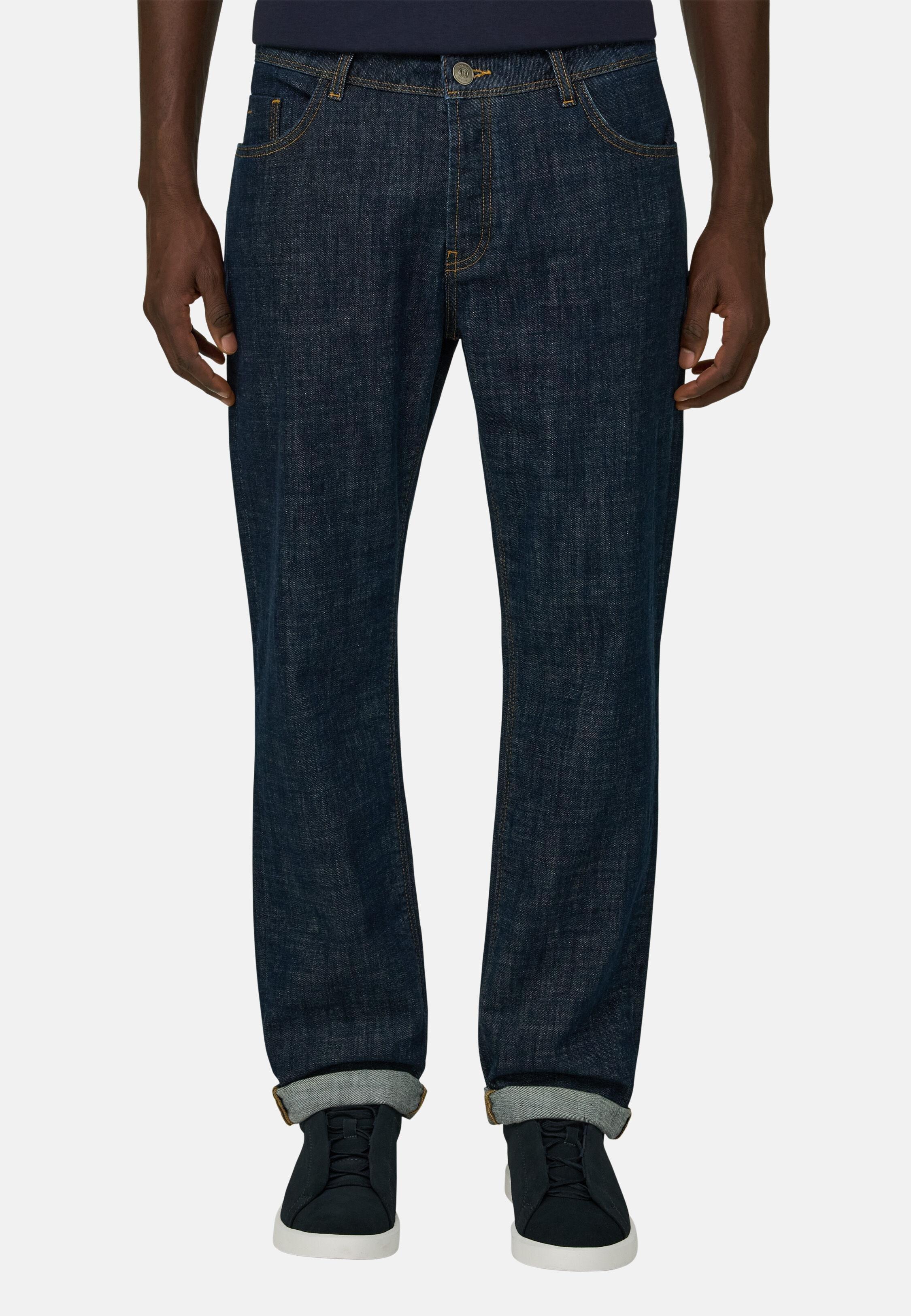 Dark Blue Stretch Denim Jeans Dark Blue, 3901_DKBL, medium