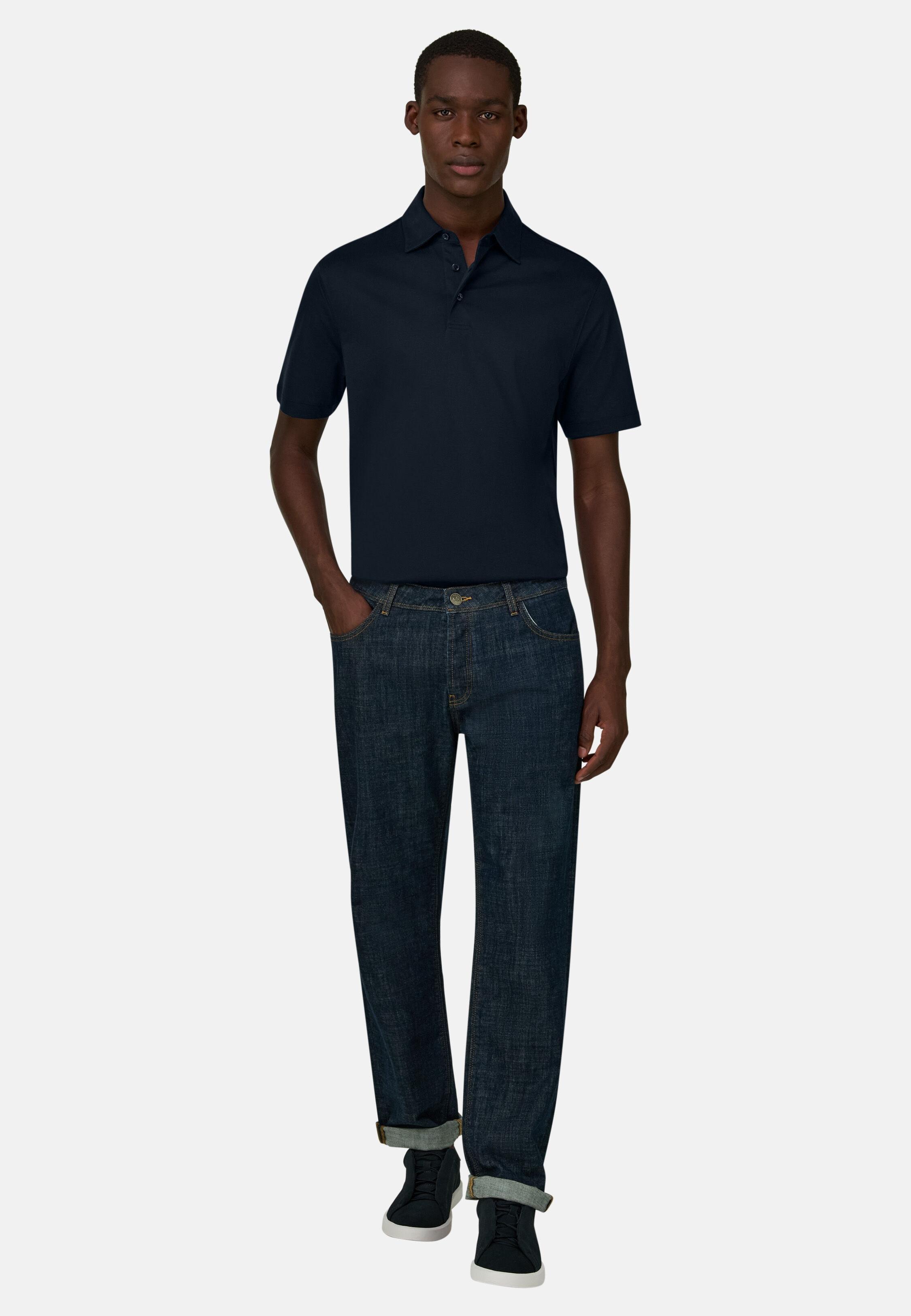 Dark Blue Stretch Denim Jeans Dark Blue, Dark Blue, large image number 1