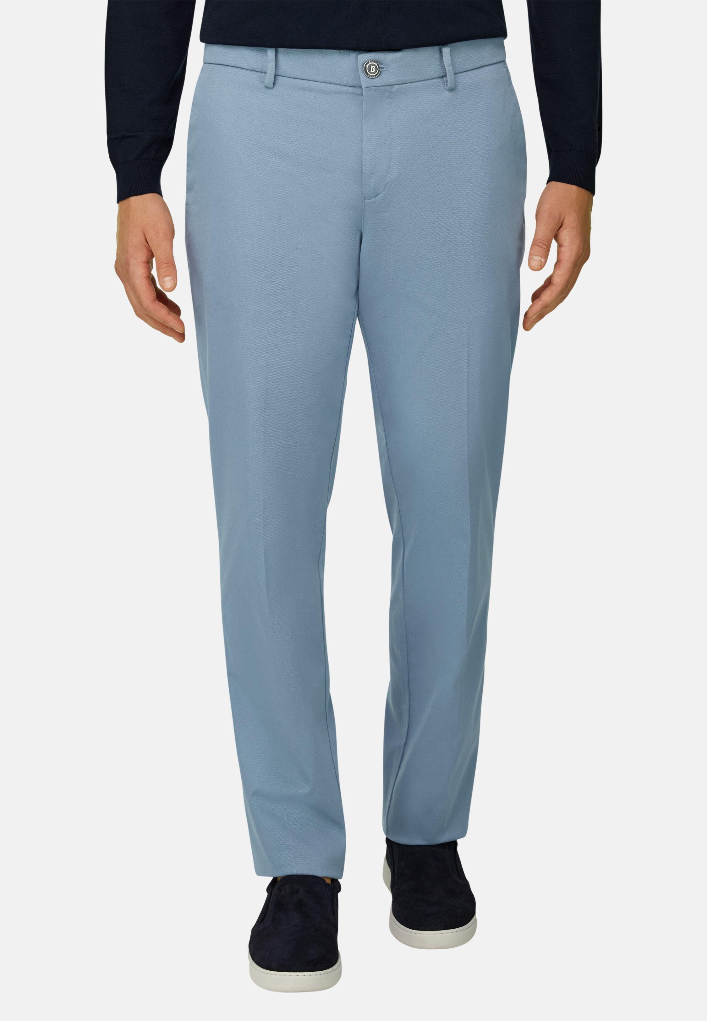 Stretch Cotton/Tencel Trousers Air-blue, Air-blue, large image number 0