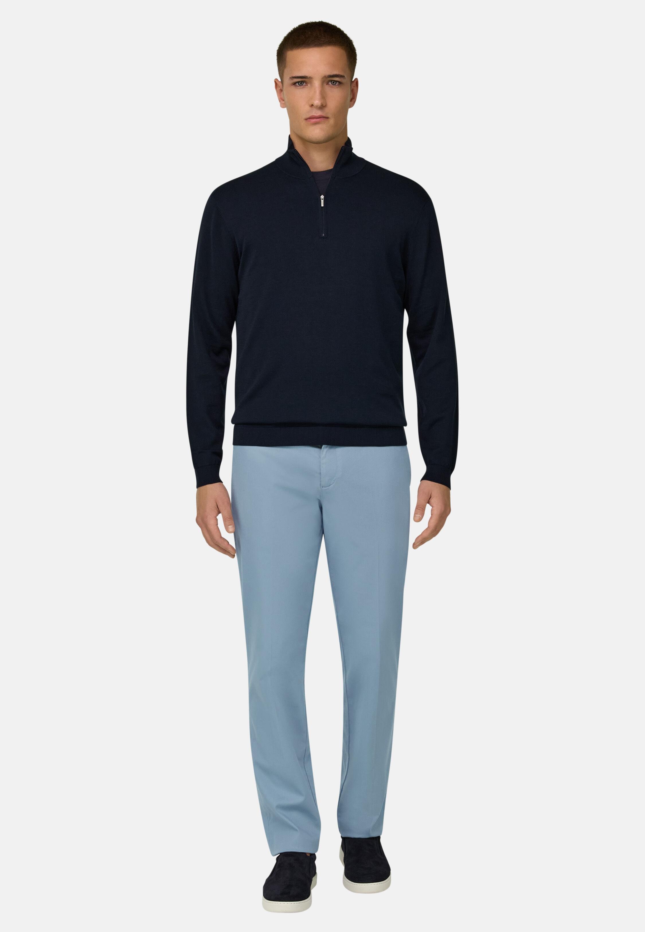 Stretch Cotton/Tencel Trousers Air-blue, Air-blue, medium