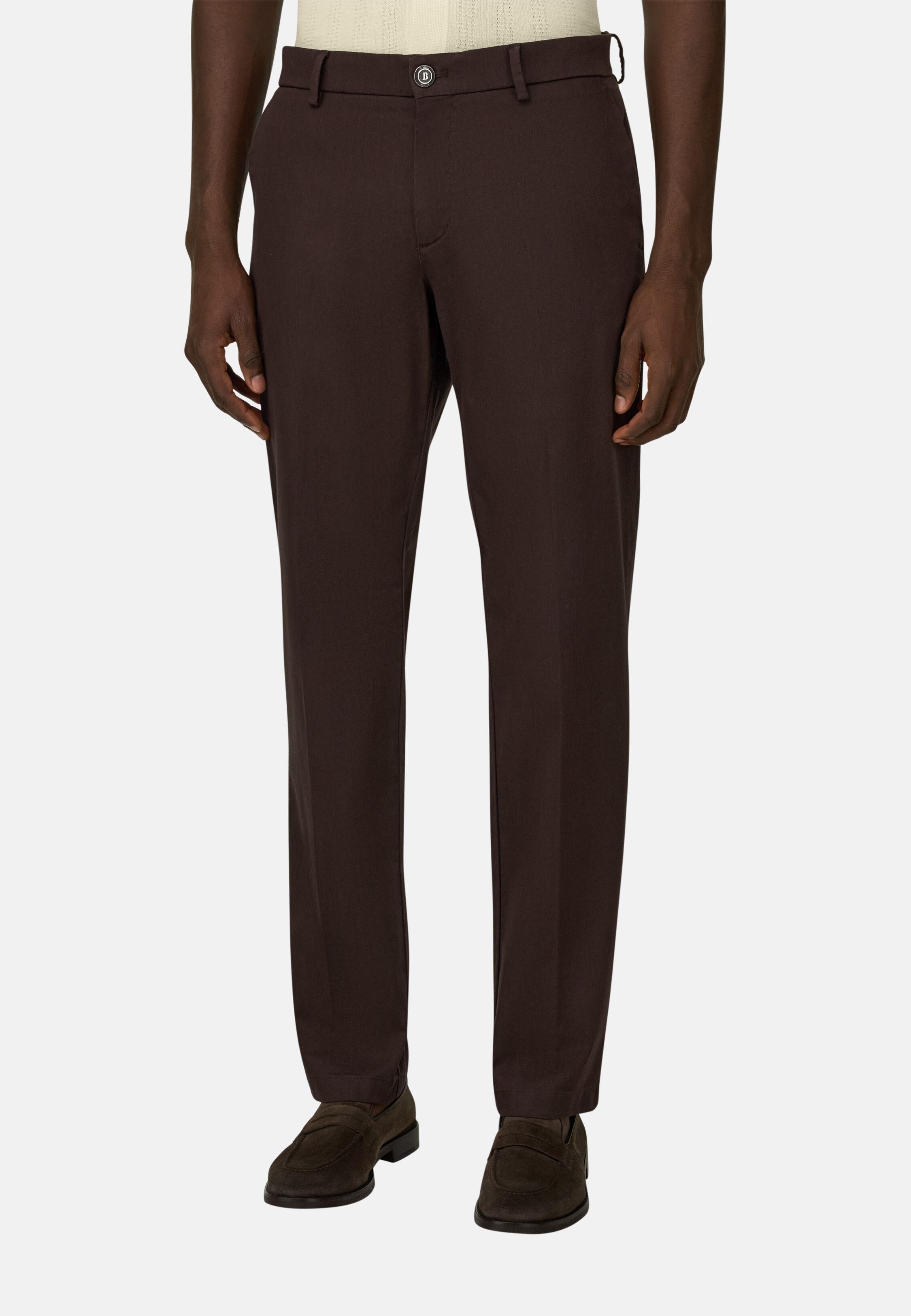 بنطال من القطن والتينسل المطاطي بني, Brown, medium