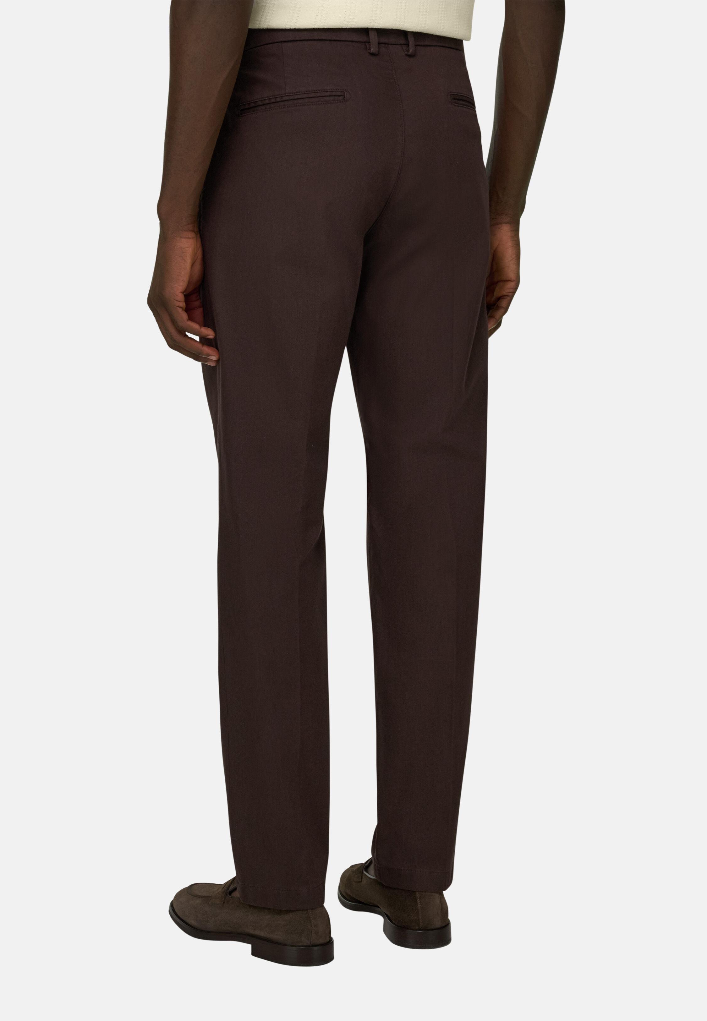 بنطال من القطن والتينسل المطاطي بني, Brown, medium