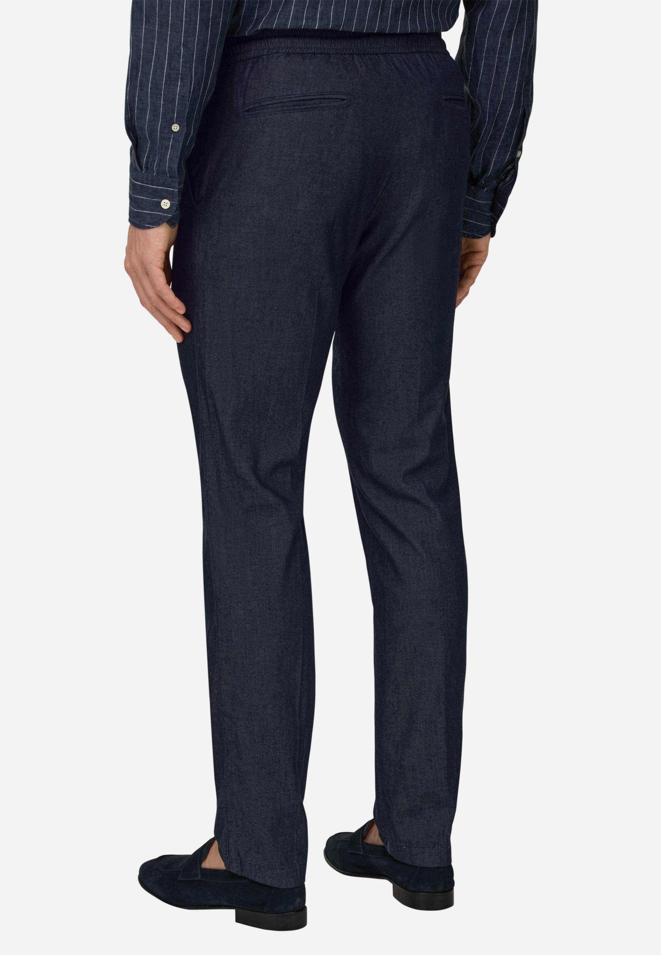 City Trousers in Cotton and Cupro Navy blue, 3901_NAVY, medium
