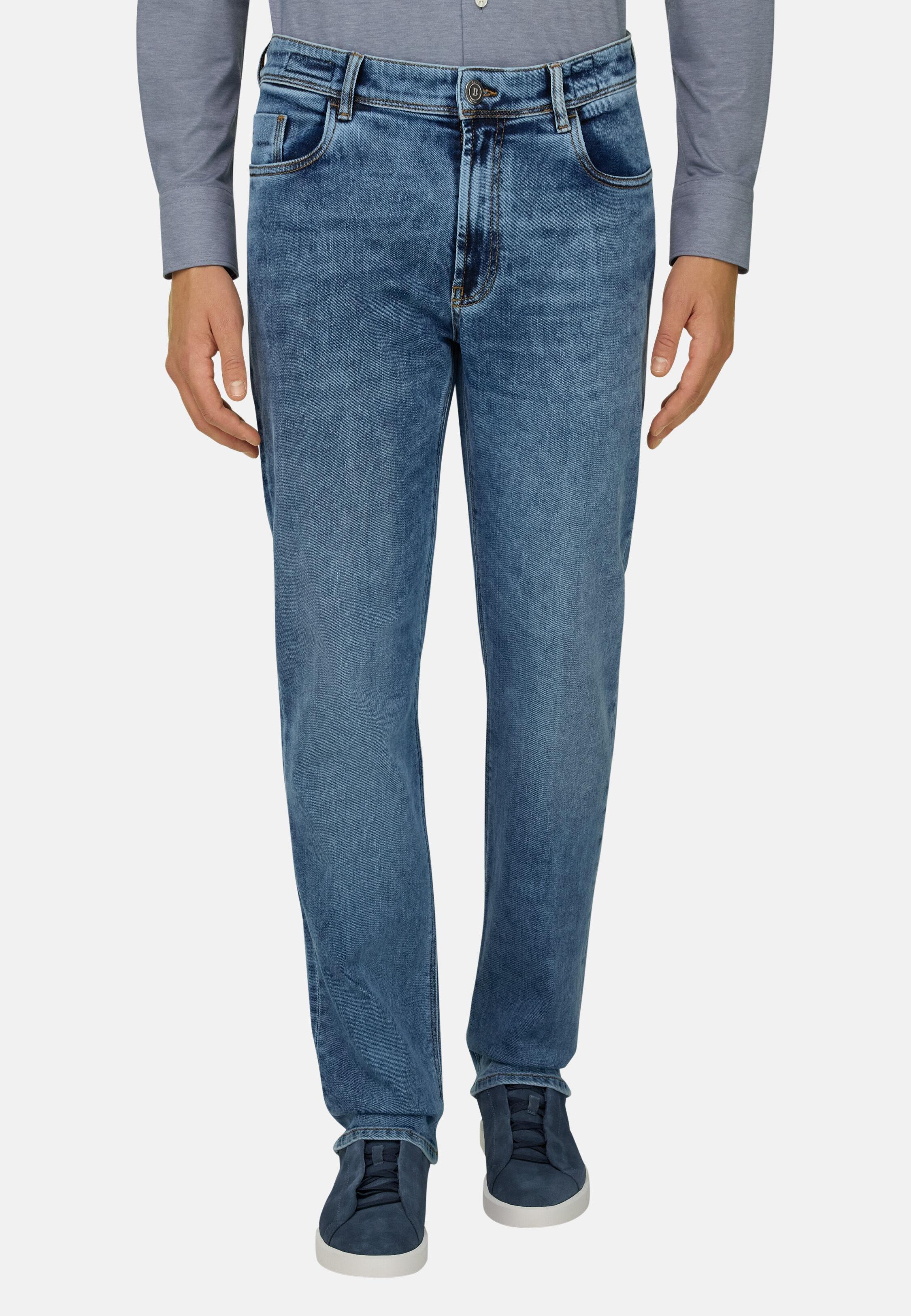 Medium Blue Stretch Denim Jeans Blue, 3901_MDBL, medium