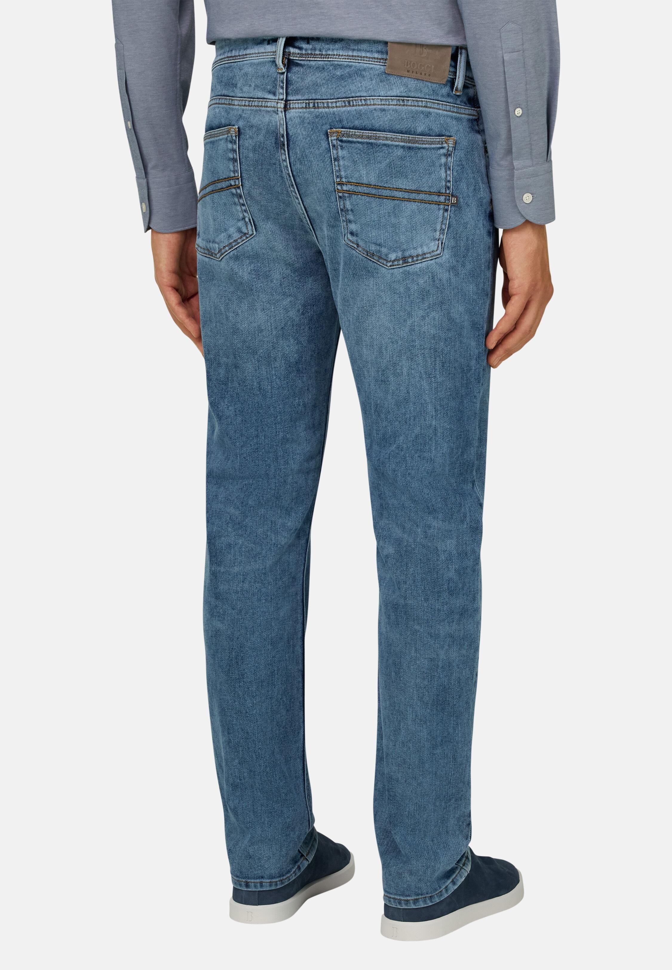 Medium Blue Stretch Denim Jeans Medium Blue, Medium Blue, medium