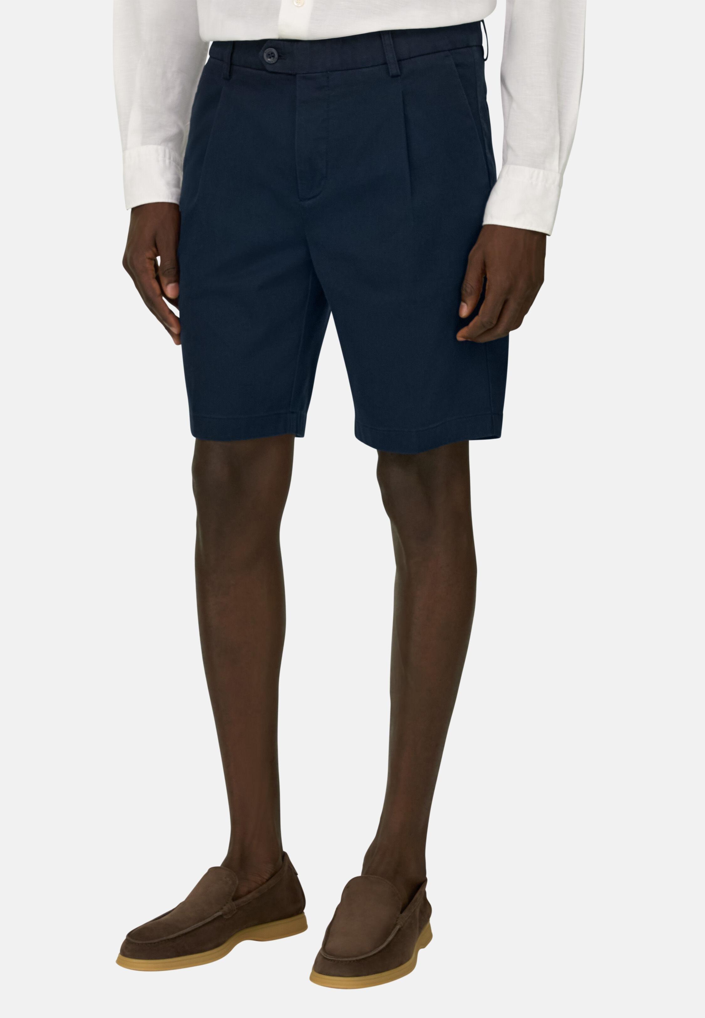 شورت بيربيجا من القطن والتينسل المطاطي كحلي, Navy blue, medium