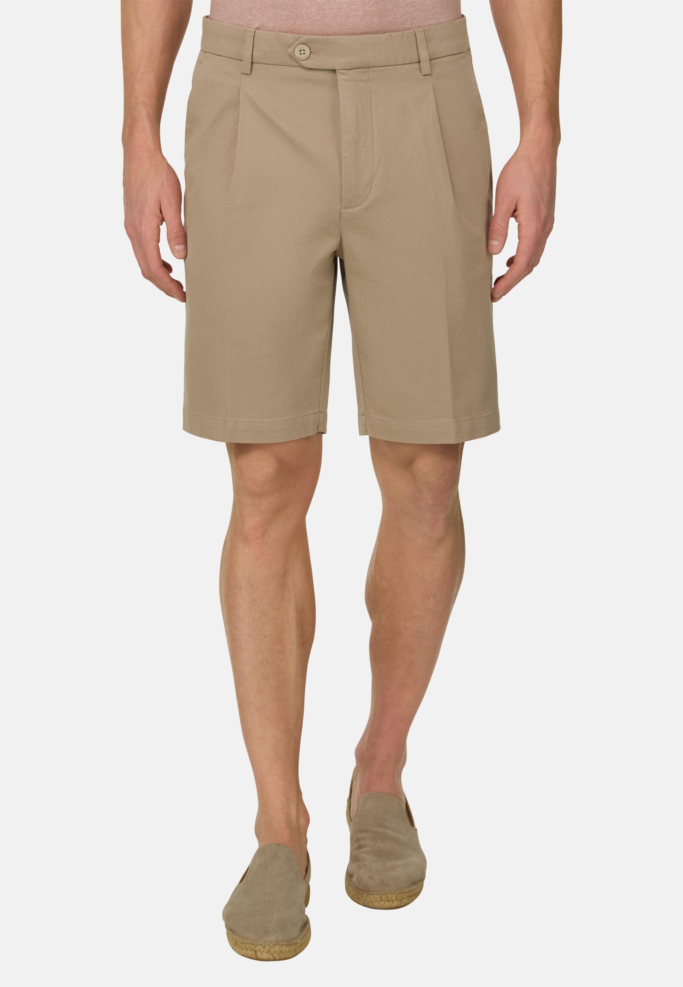 Stretch Cotton and Tencel Bermuda Shorts Mud, 3901_MUD, large image number 0