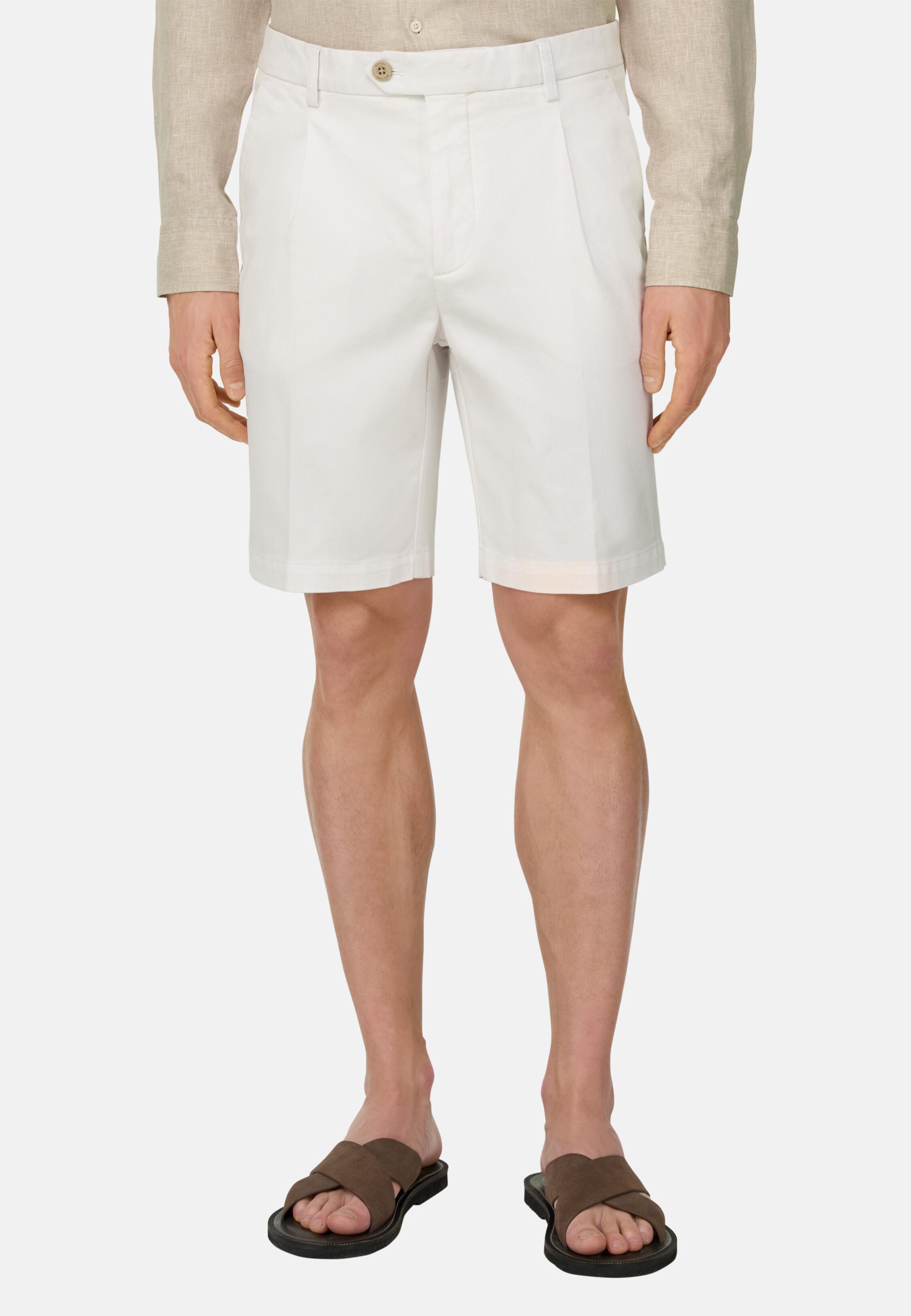 Stretch Cotton and Tencel Bermuda Shorts White, White, large image number 0